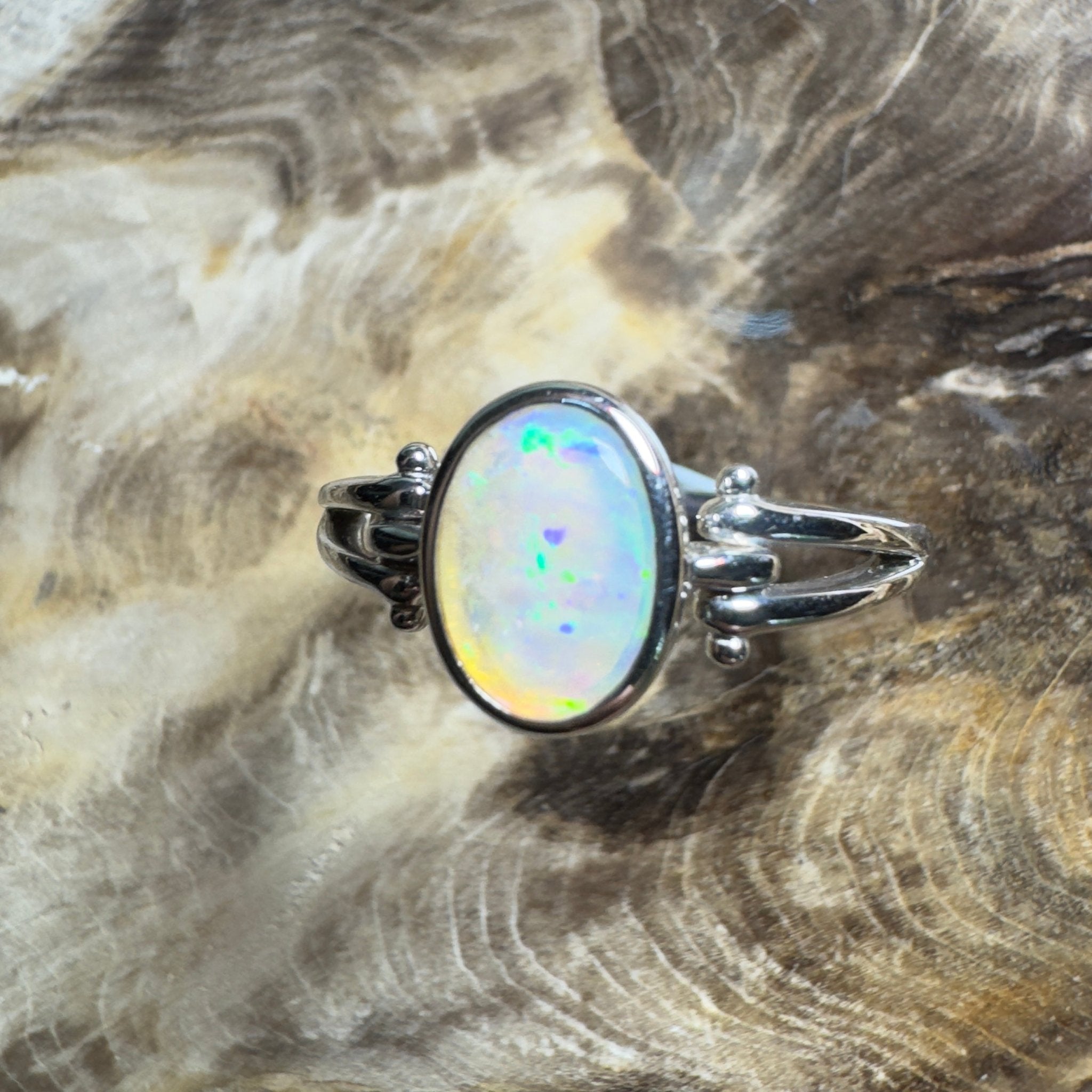 Breakaways Mirage ~ 0.76ct Solid Coober Pedy Opal 925 Silver Ring