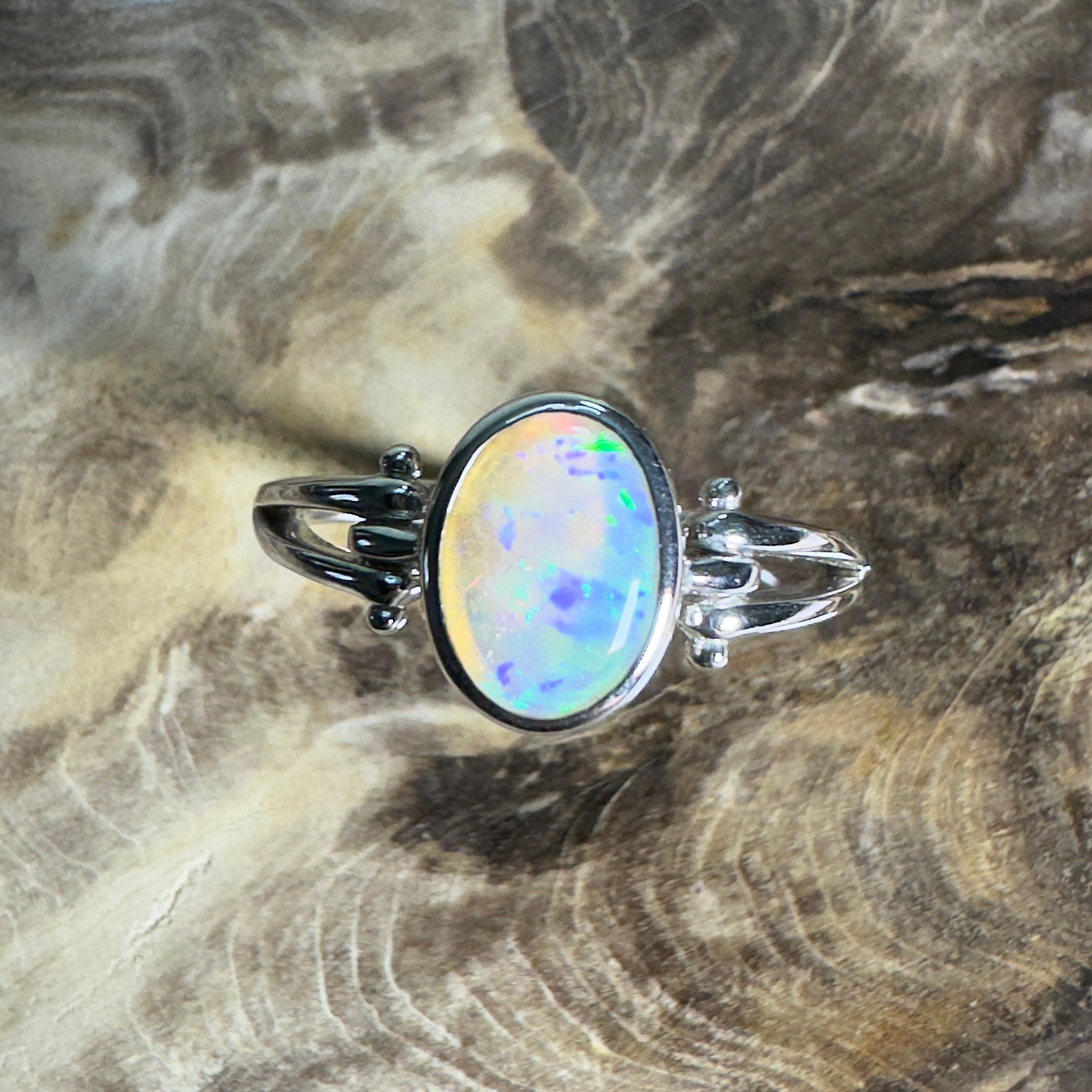 Breakaways Mirage ~ 0.76ct Solid Coober Pedy Opal 925 Silver Ring