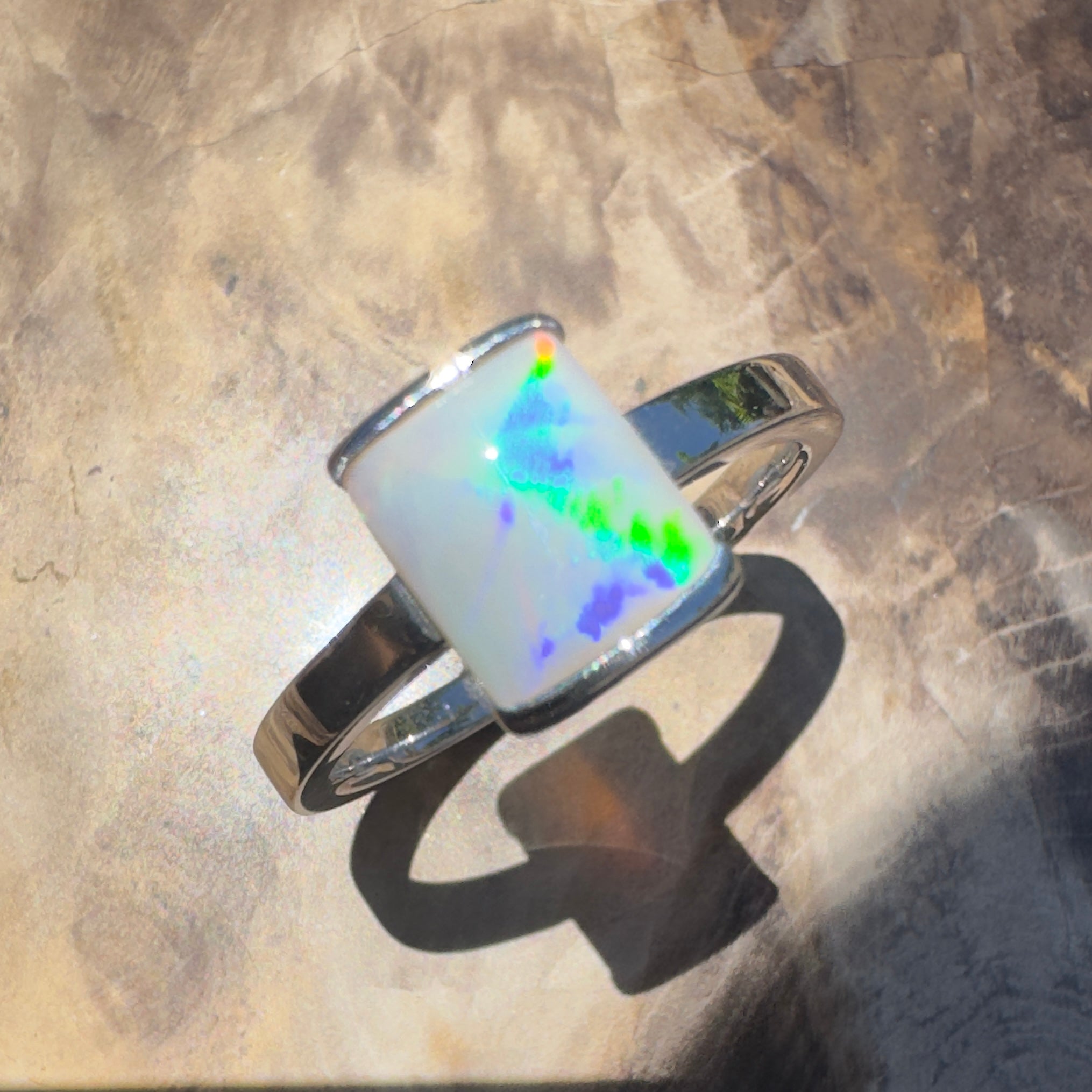 Broken Hill Aurora – 1ct Lightning Ridge Opal 925 Silver Ring