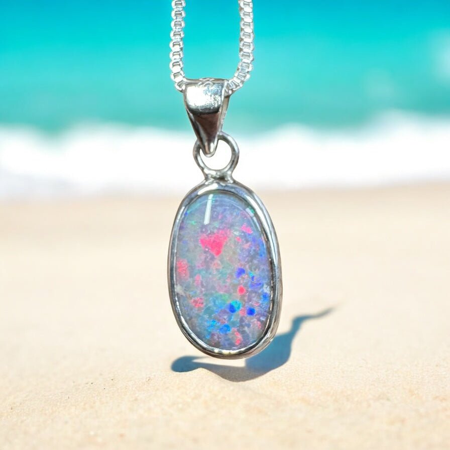 Broken Hill Blaze ~ 2.3ct Solid Lightning Ridge Opal 925 Sterling Silver Pendant Necklace