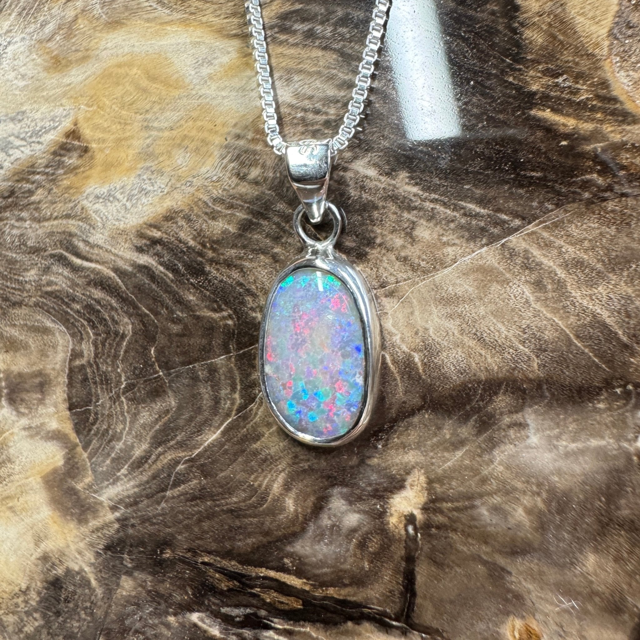 Broken Hill Blaze ~ 2.3ct Solid Lightning Ridge Opal 925 Sterling Silver Pendant Necklace
