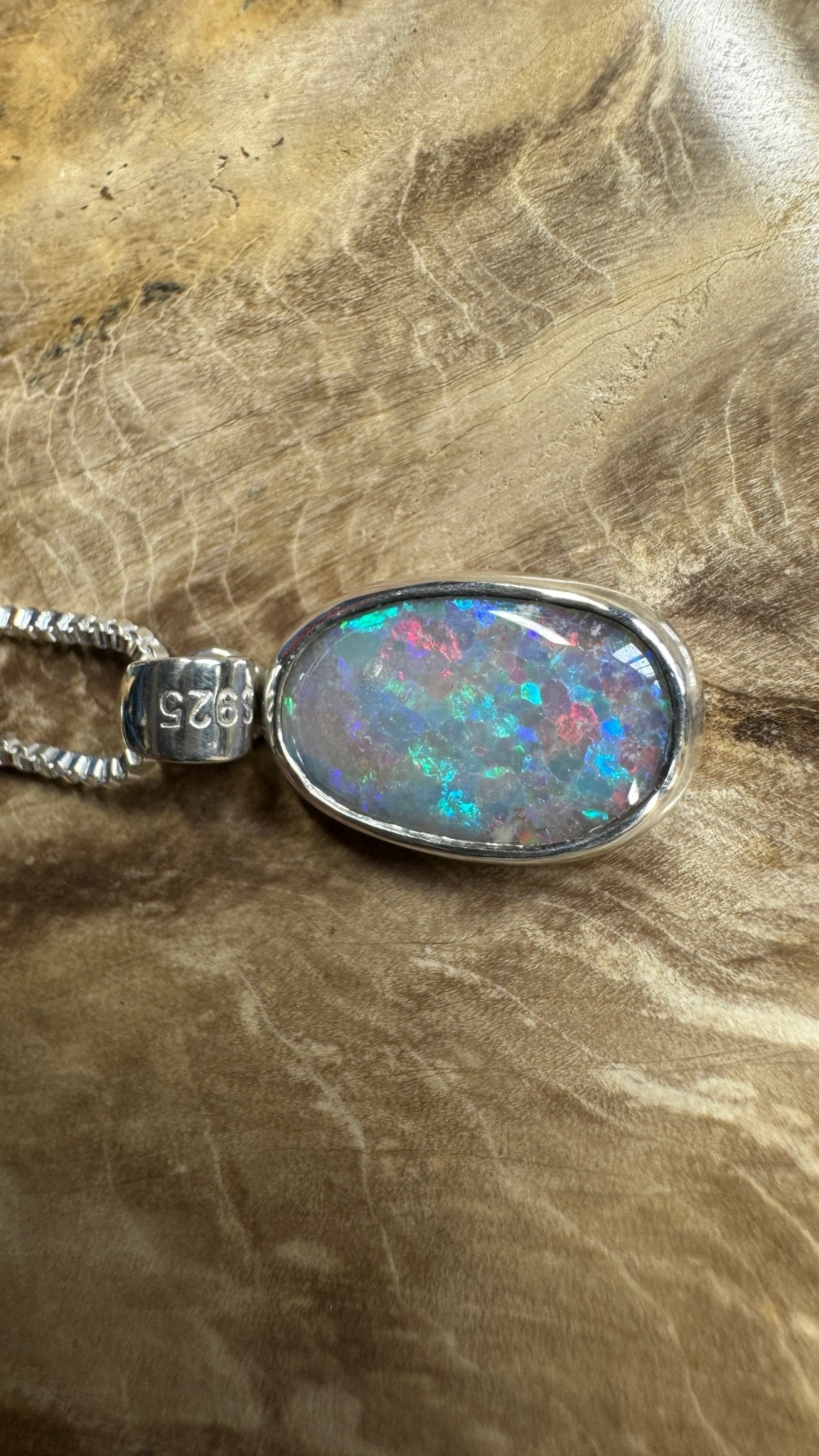 Broken Hill Blaze ~ 2.3ct Solid Lightning Ridge Opal 925 Sterling Silver Pendant Necklace