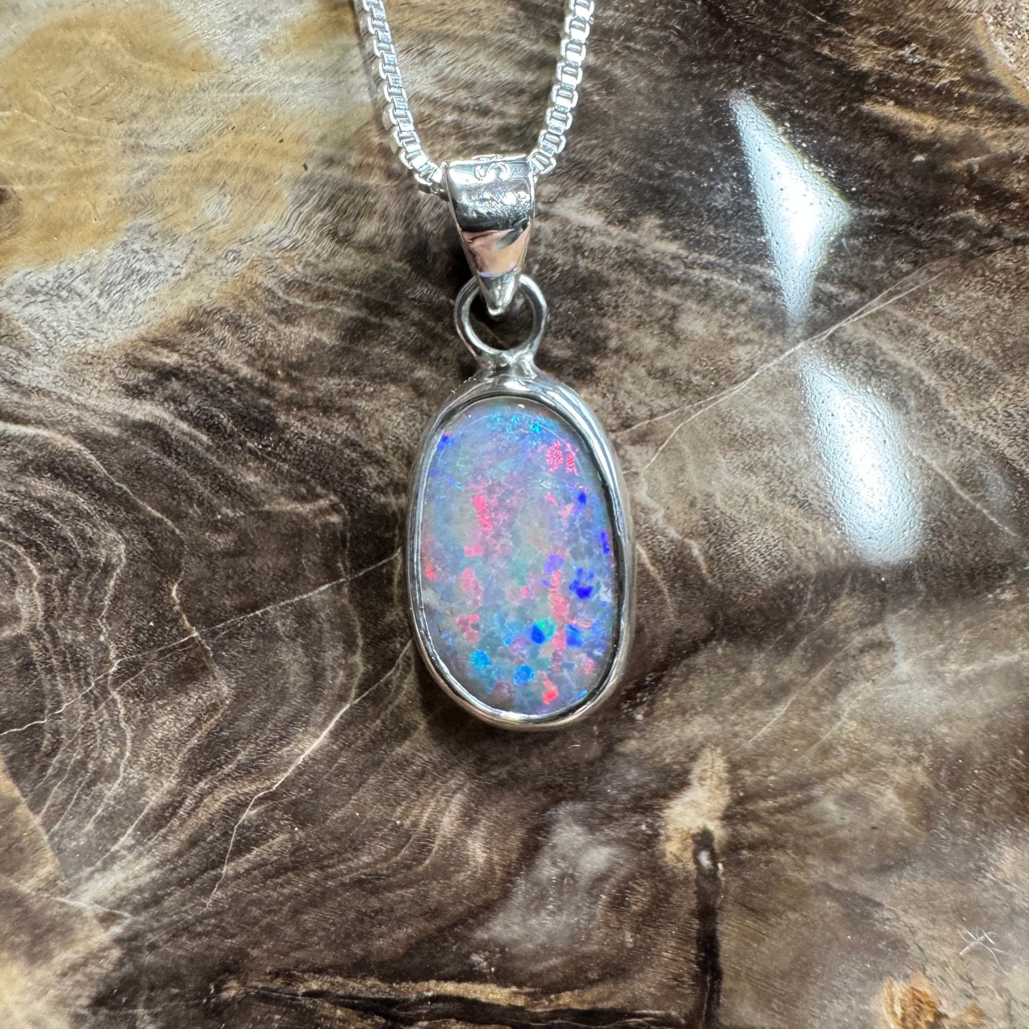 Broken Hill Blaze ~ 2.3ct Solid Lightning Ridge Opal 925 Sterling Silver Pendant Necklace
