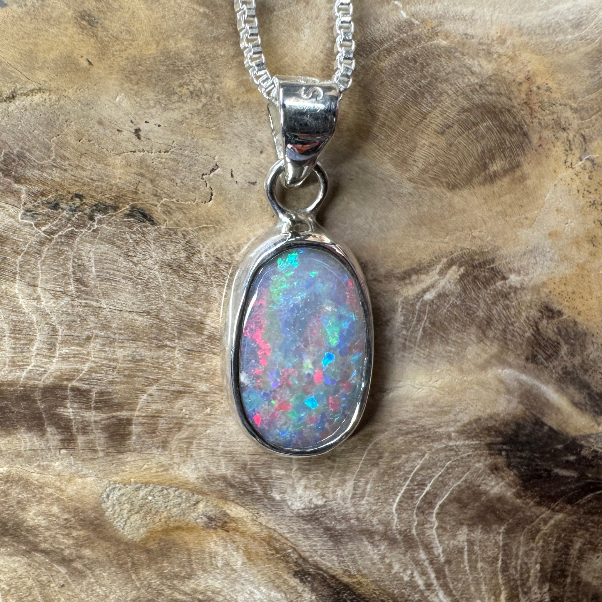 Broken Hill Blaze ~ 2.3ct Solid Lightning Ridge Opal 925 Sterling Silver Pendant Necklace