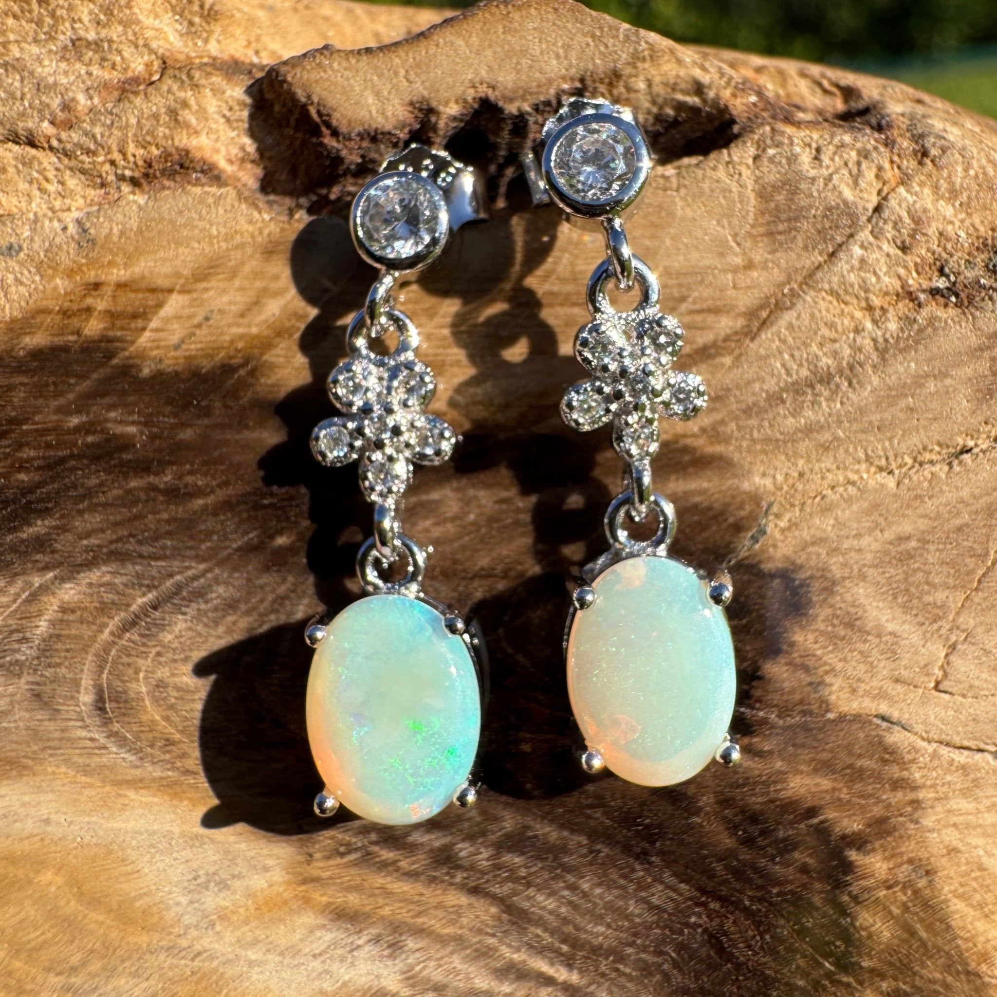 Broome Spirit - 1ct Lightning Ridge Opal 925 Silver Earrings