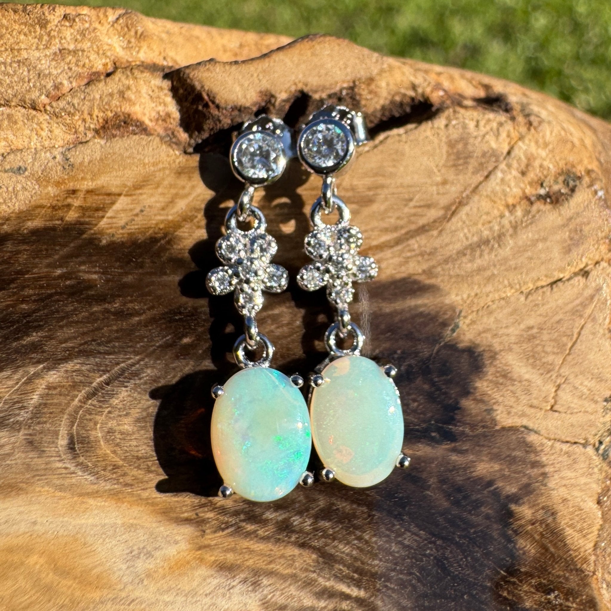 Broome Spirit - 1ct Lightning Ridge Opal 925 Silver Earrings