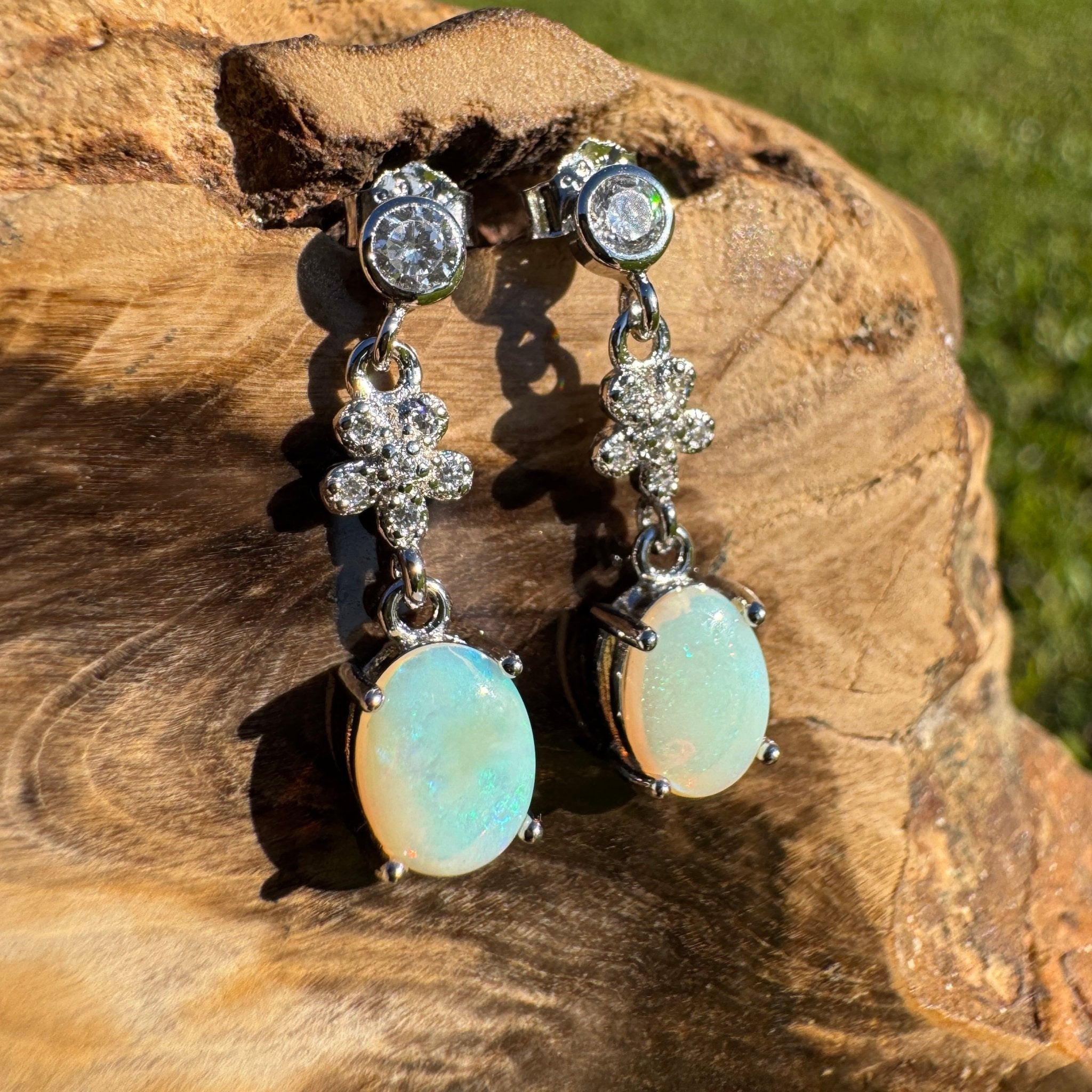 Broome Spirit - 1ct Lightning Ridge Opal 925 Silver Earrings