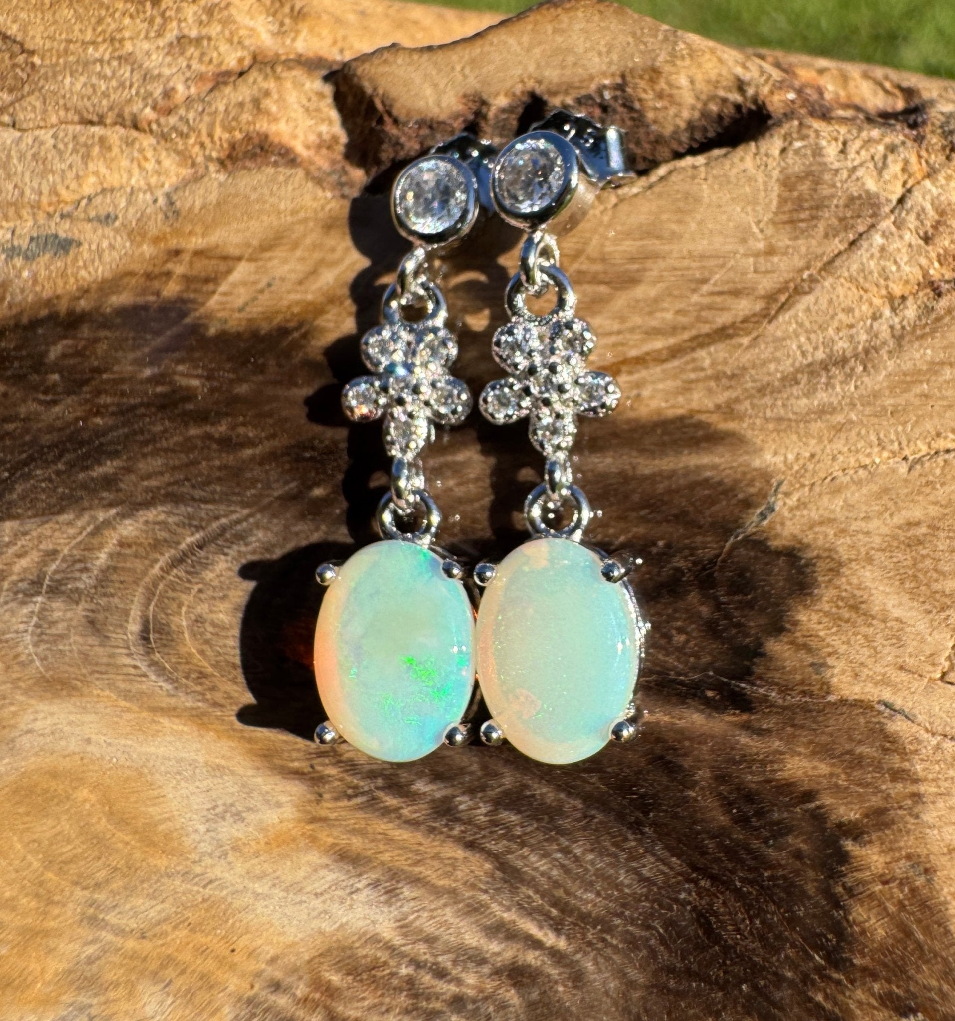 Broome Spirit - 1ct Lightning Ridge Opal 925 Silver Earrings