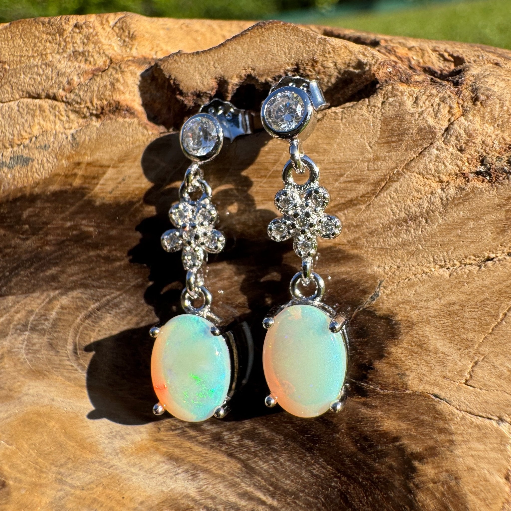 Broome Spirit - 1ct Lightning Ridge Opal 925 Silver Earrings