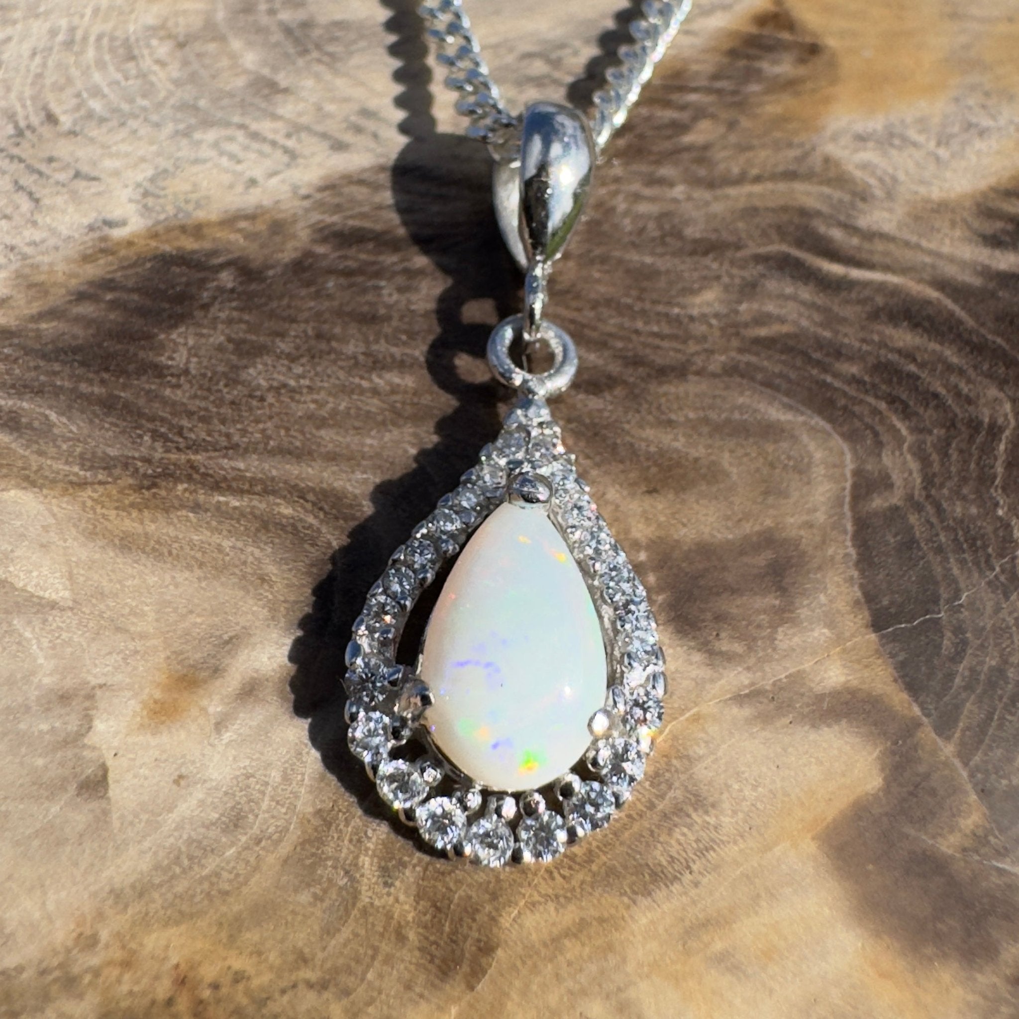 Bunda Mist ~ 0.9ct Solid Coober Pedy Opal 925 Sterling Silver Pendant Necklace