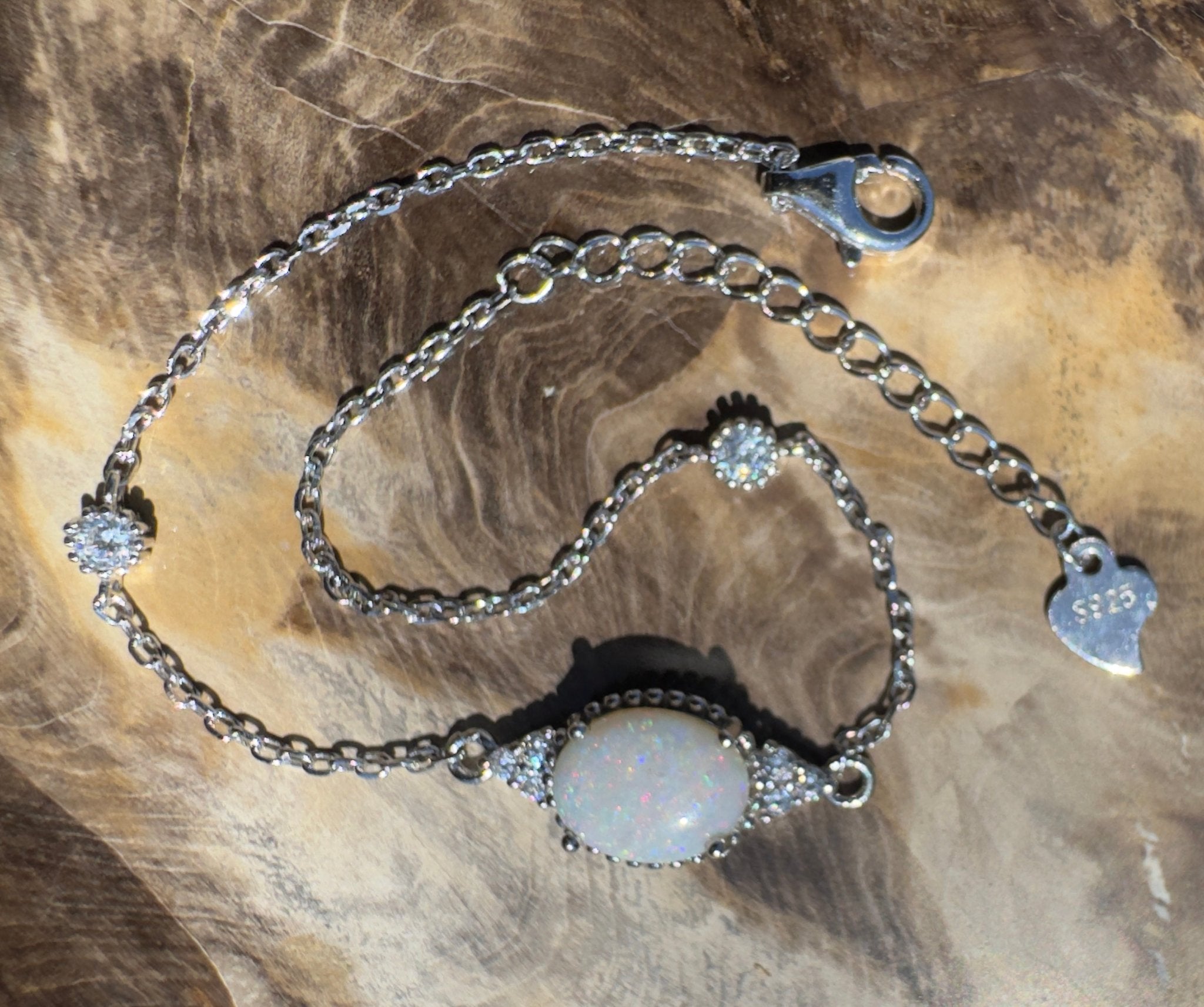 Bungle Bungle Curve - 0.8ct Coober Pedy Opal 925 Silver Bracelet