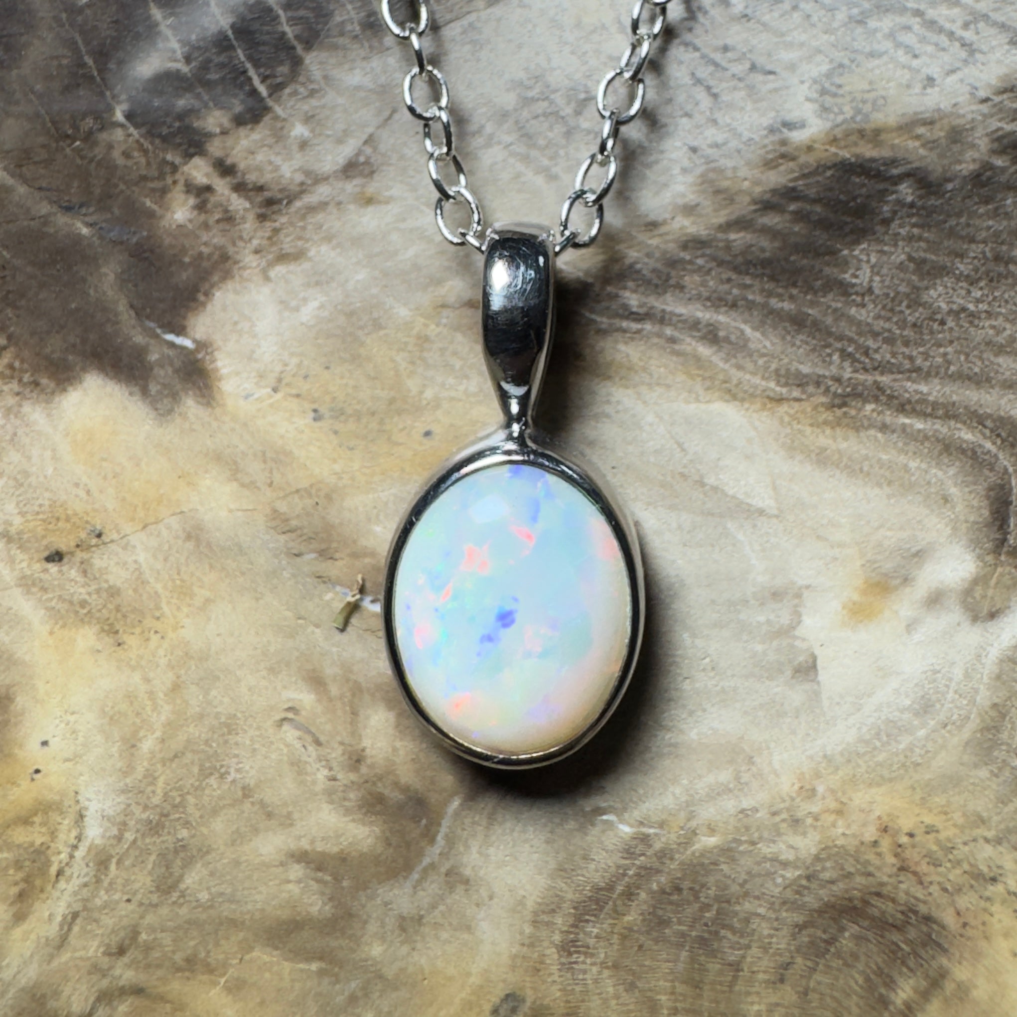 Bungle Bungles Glow ~ 1.2ct Coober Pedy Opal 925 Silver Pendant