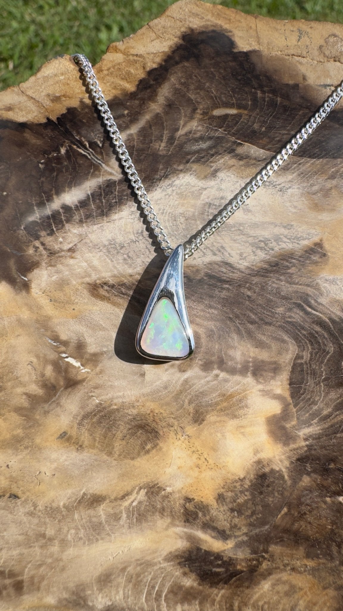 Bunjil’s Sky ~ 1.2ct Solid Coober Pedy Crystal Opal 925 Sterling Silver Pendant Necklace