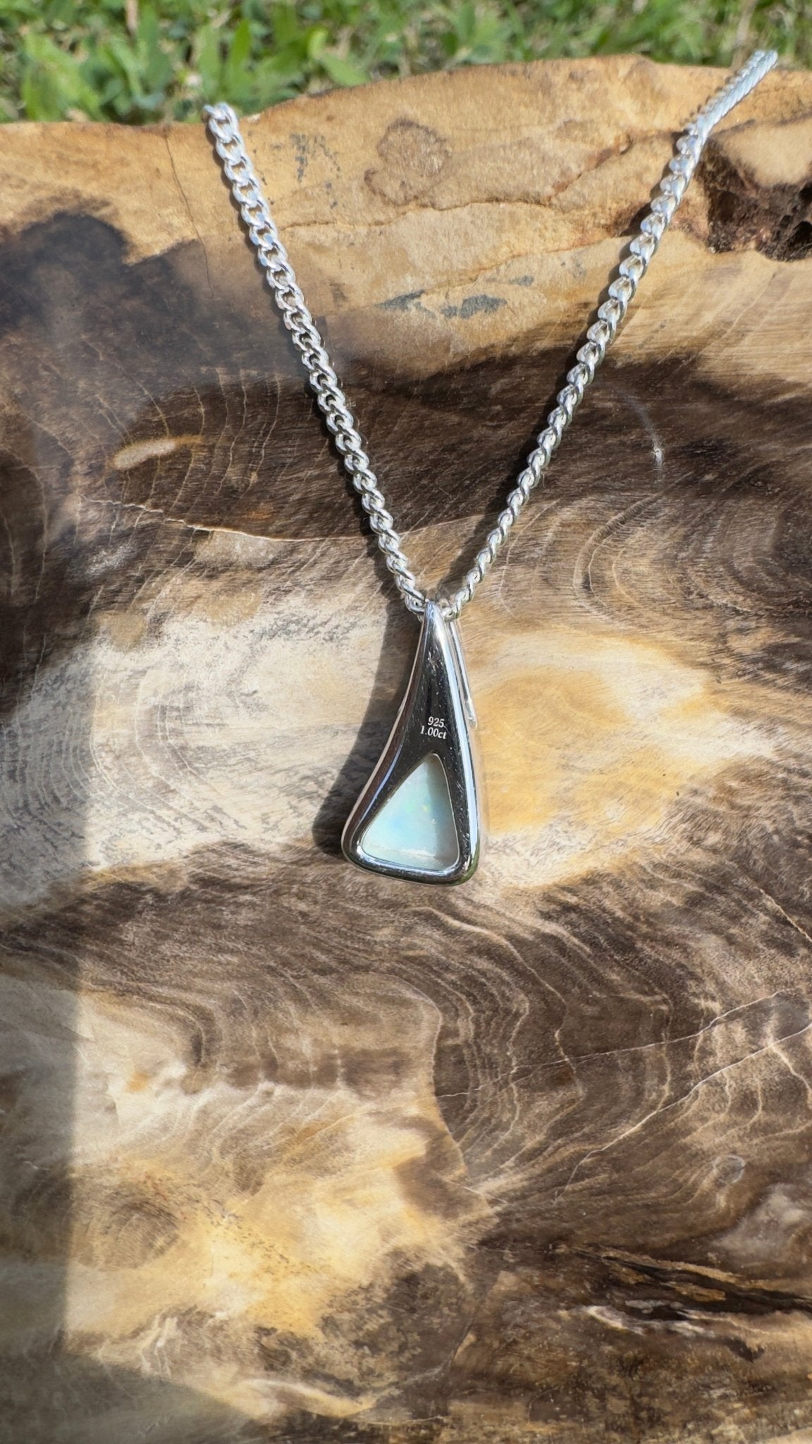 Bunjil’s Sky ~ 1.2ct Solid Coober Pedy Crystal Opal 925 Sterling Silver Pendant Necklace
