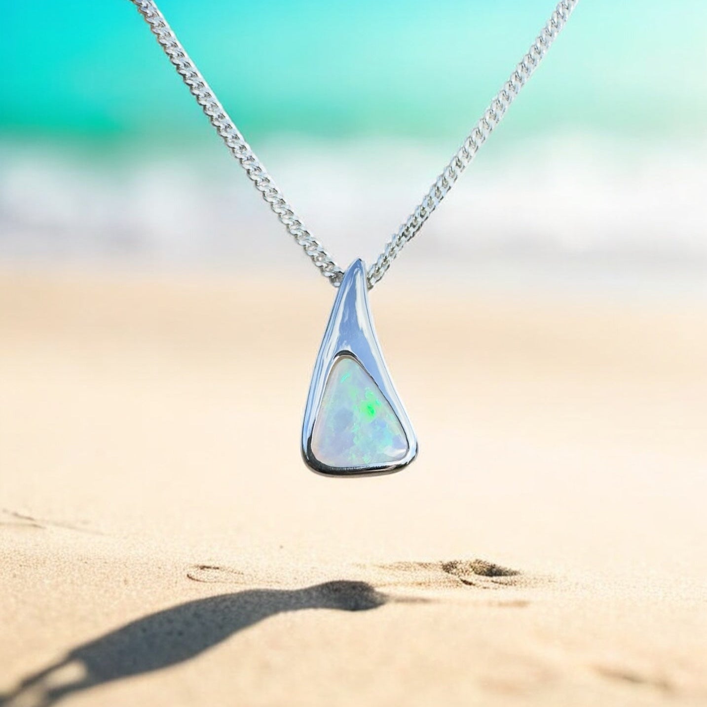 Bunjil’s Sky ~ 1.2ct Solid Coober Pedy Crystal Opal 925 Sterling Silver Pendant Necklace
