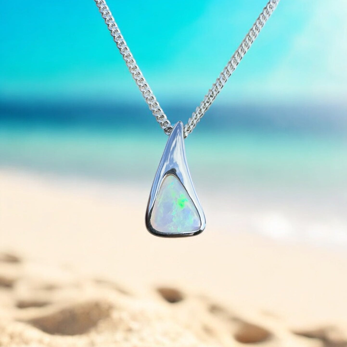Bunjil’s Sky ~ 1.2ct Solid Coober Pedy Crystal Opal 925 Sterling Silver Pendant Necklace