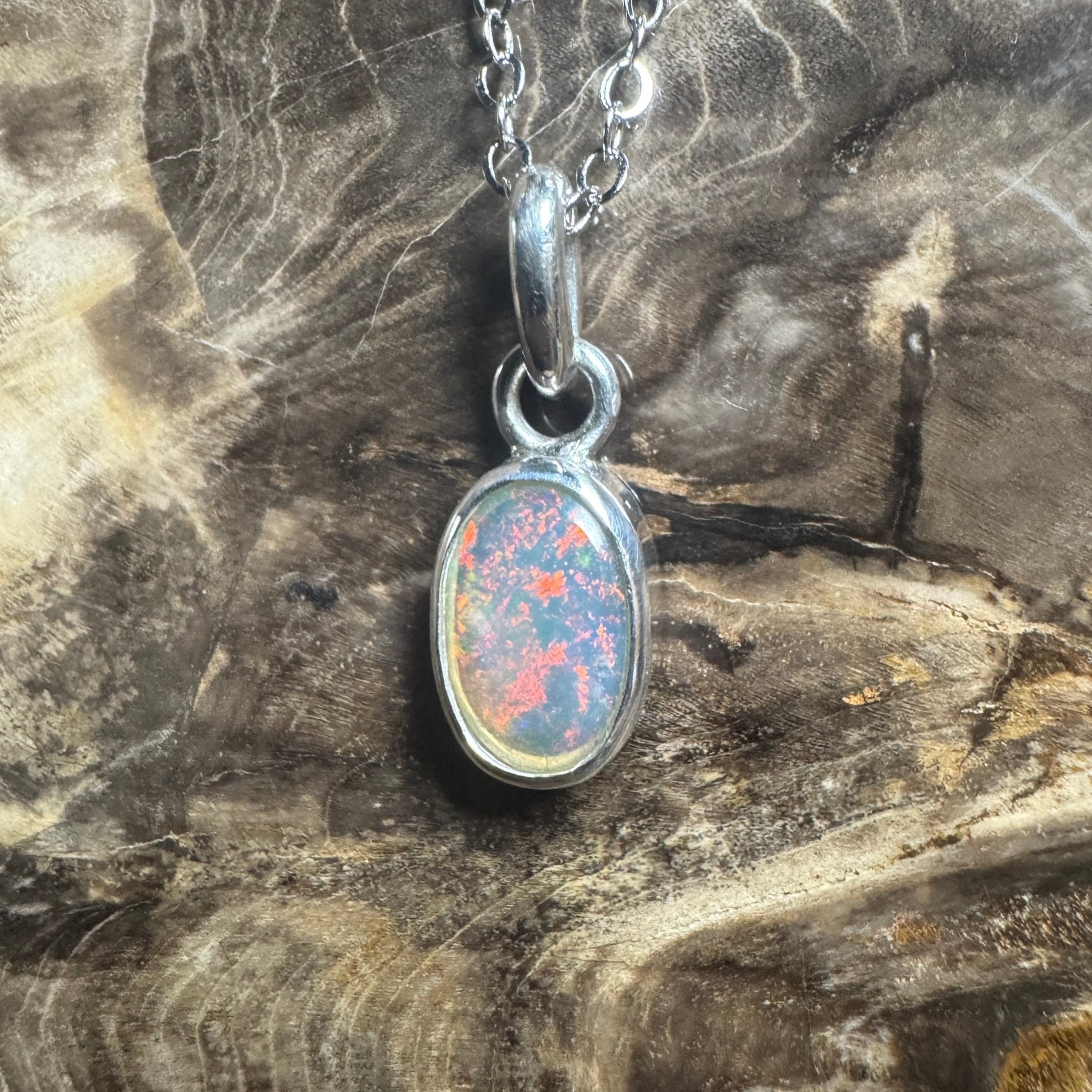 Burren Breeze ~ 1ct Lightning Ridge Crystal Opal 925 Silver Pendant