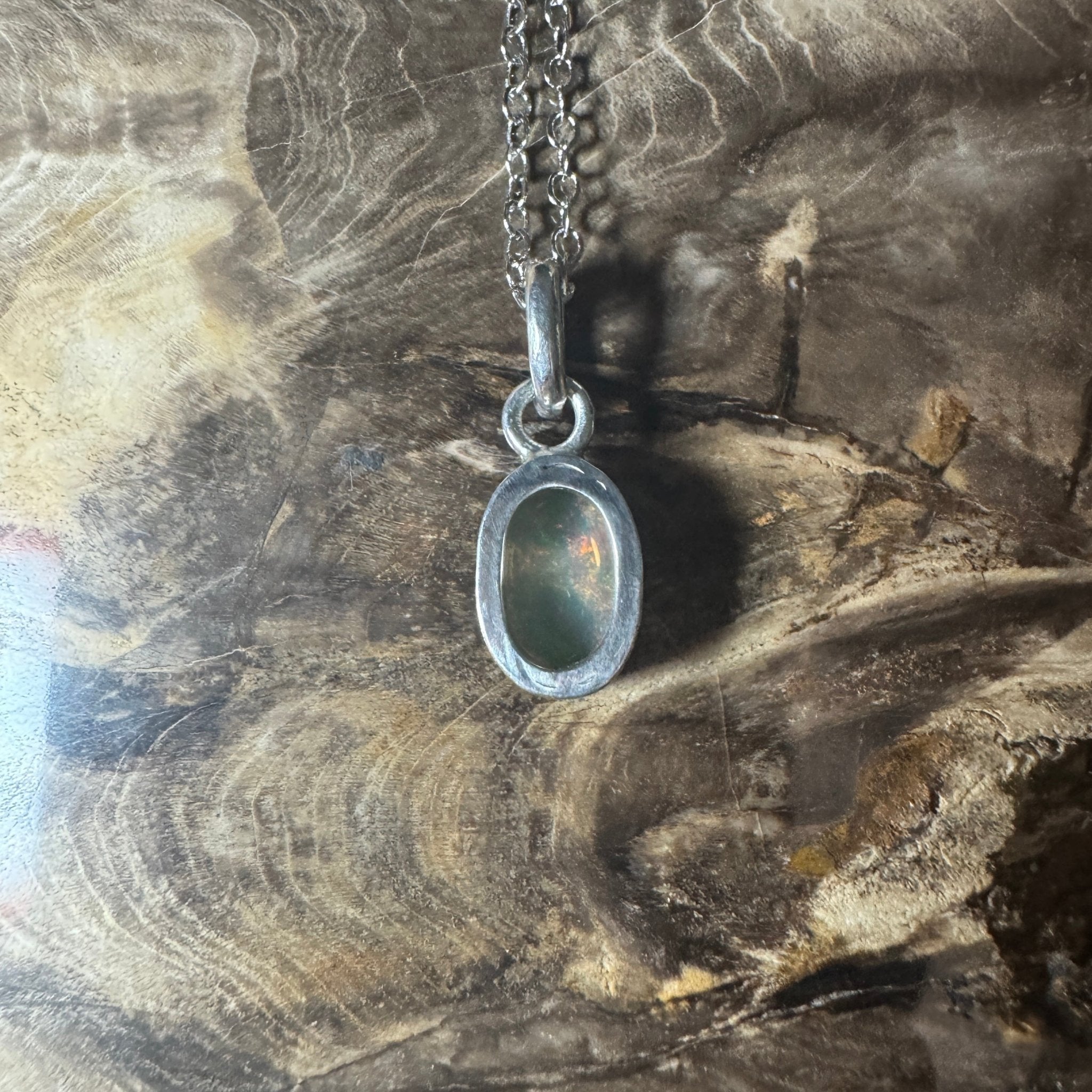 Burren Breeze ~ 1ct Lightning Ridge Crystal Opal 925 Silver Pendant