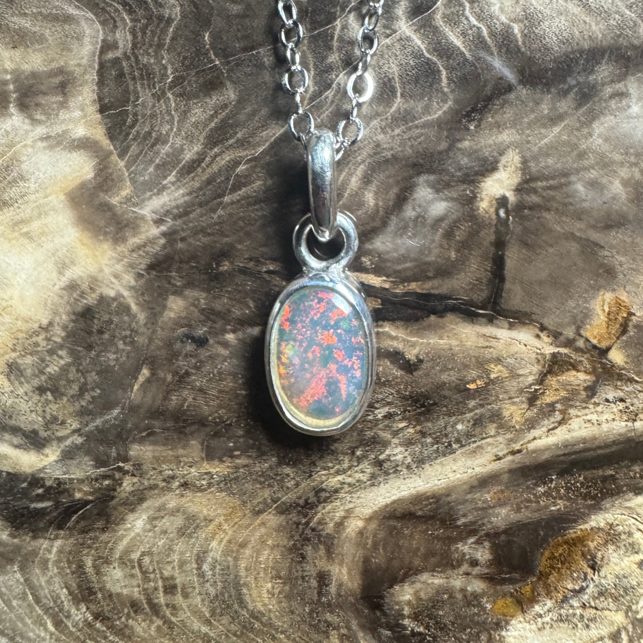 Burren Breeze ~ 1ct Lightning Ridge Crystal Opal 925 Silver Pendant