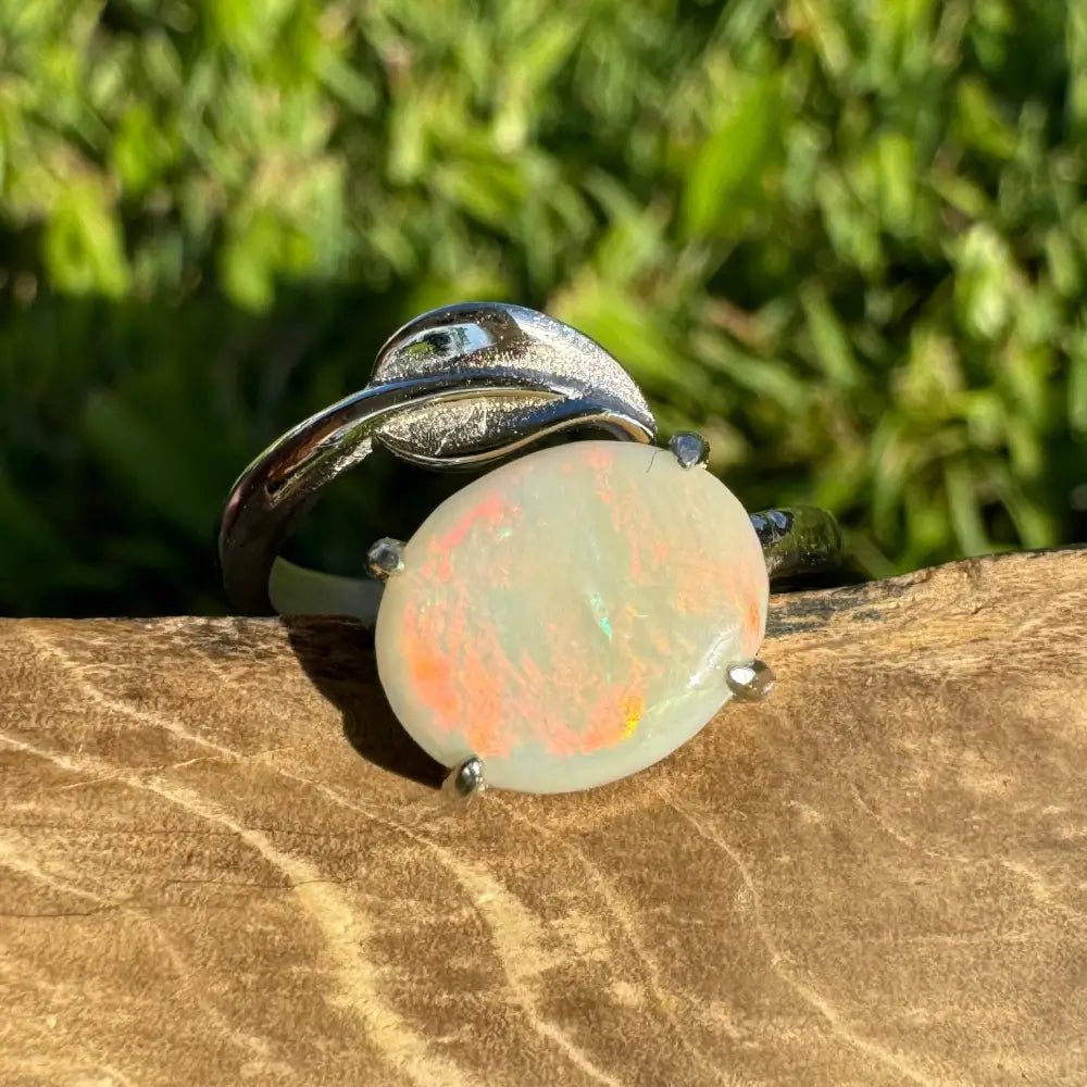 'Bushfire Flame' ~ Handcrafted 2.2ct Solid Lightning Ridge Opal 925 Sterling Silver Ring