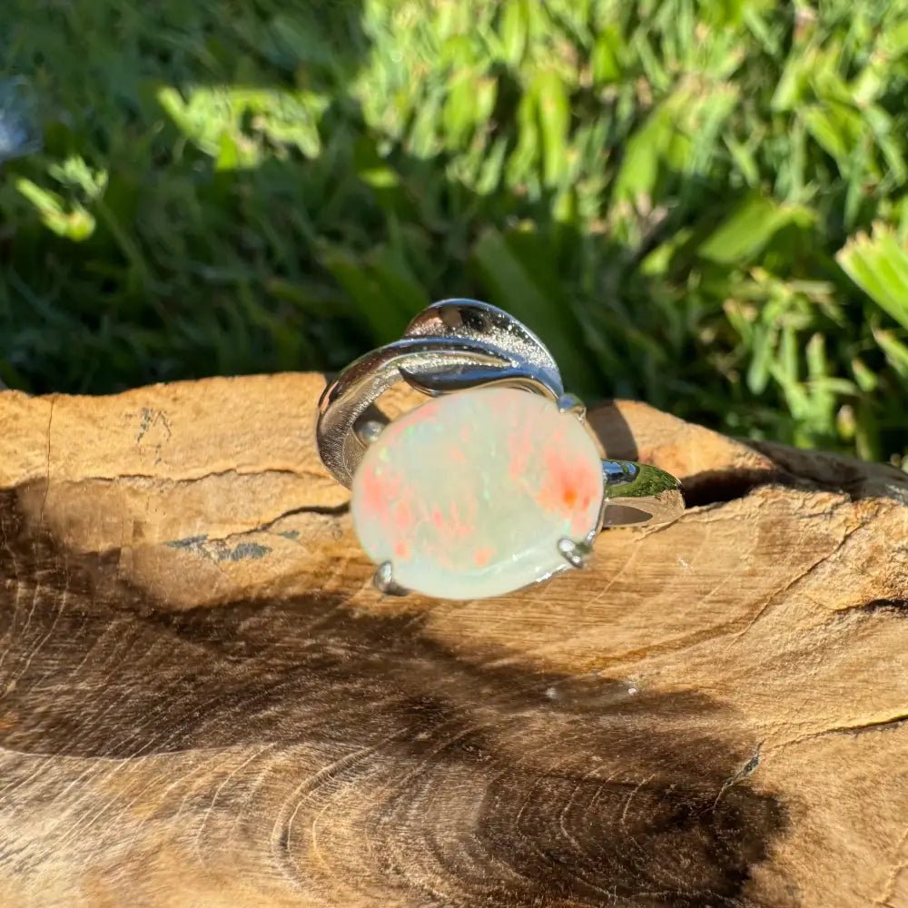 'Bushfire Flame' ~ Handcrafted 2.2ct Solid Lightning Ridge Opal 925 Sterling Silver Ring