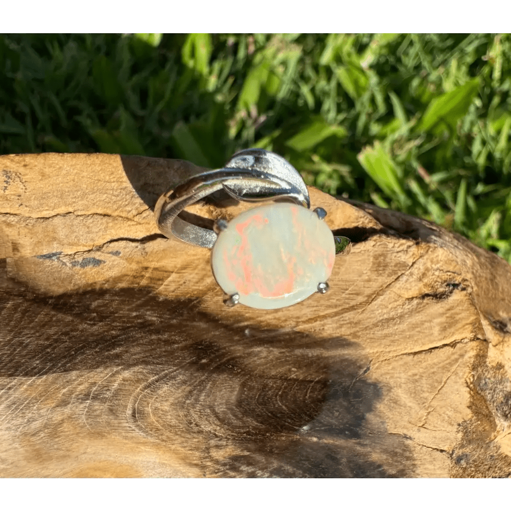 'Bushfire Flame' ~ Handcrafted 2.2ct Solid Lightning Ridge Opal 925 Sterling Silver Ring
