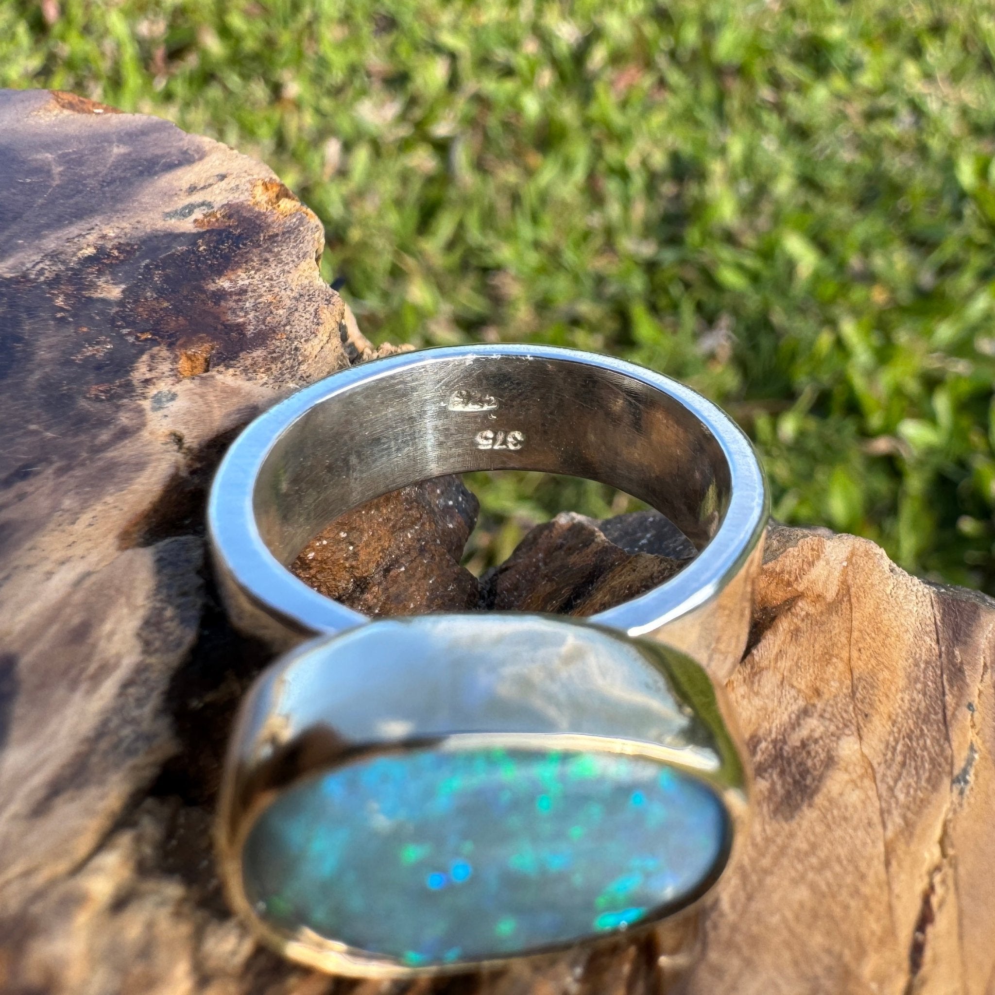 Byron Bay Break - 7.1ct Solid Lightning Ridge Opal Two - Tone 9ct Gold & 925 Sterling Silver Ring