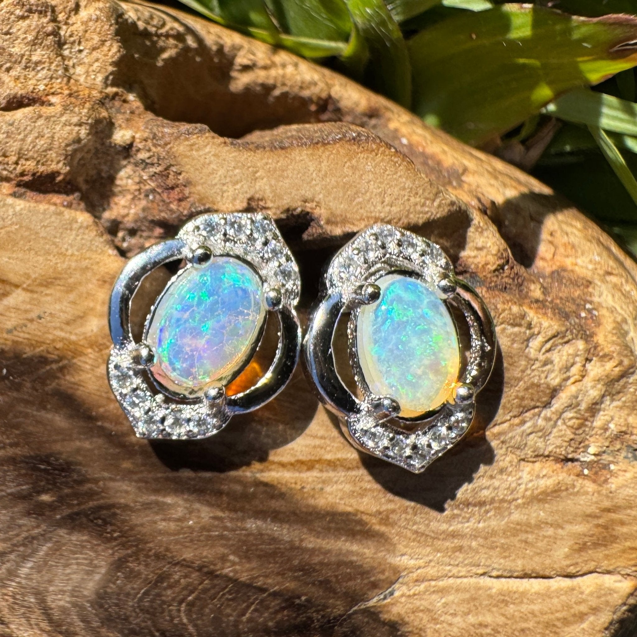 Byron Bloom ~ 0.8ct Solid Lightning Ridge Opal 925 Silver Earrings