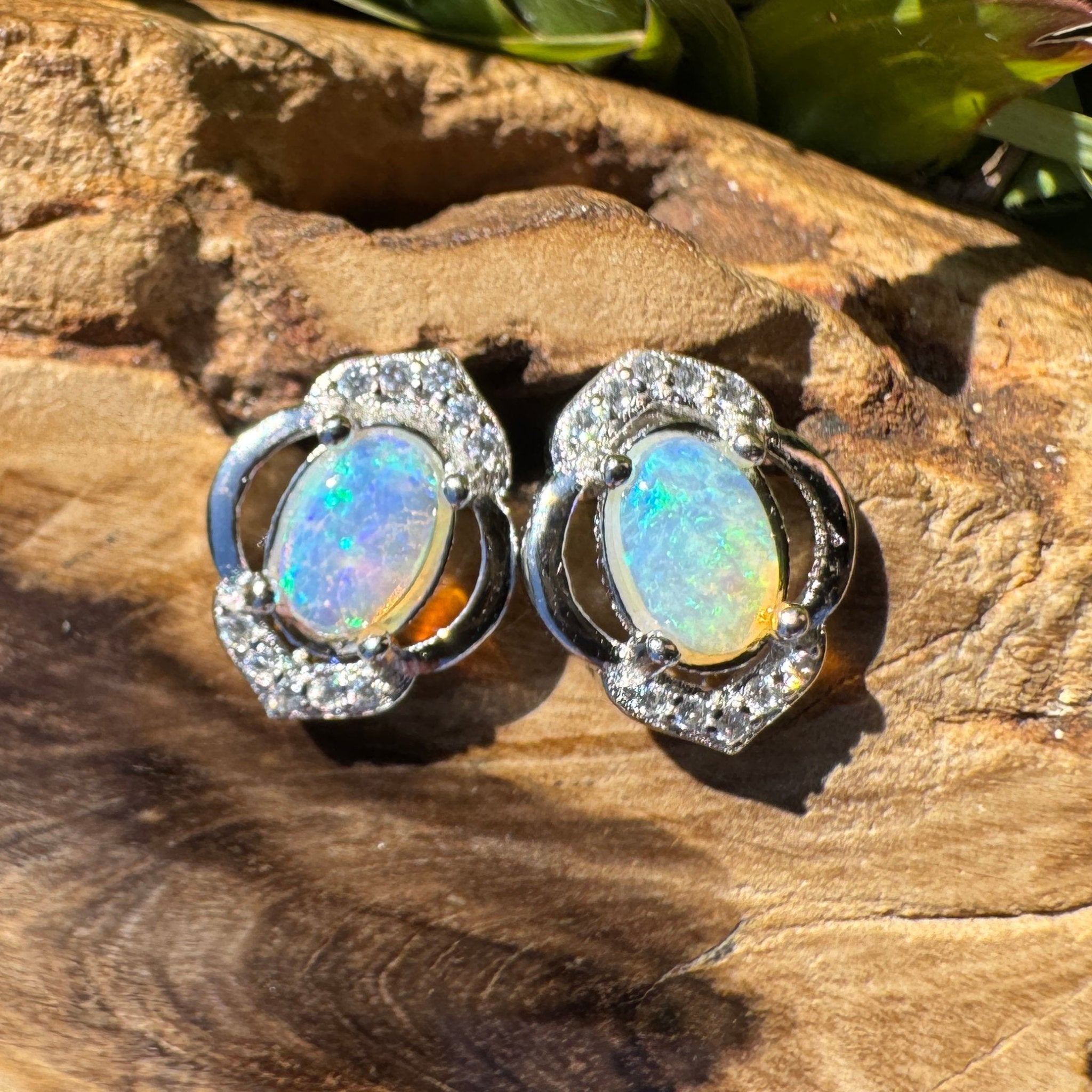Byron Bloom ~ 0.8ct Solid Lightning Ridge Opal 925 Silver Earrings