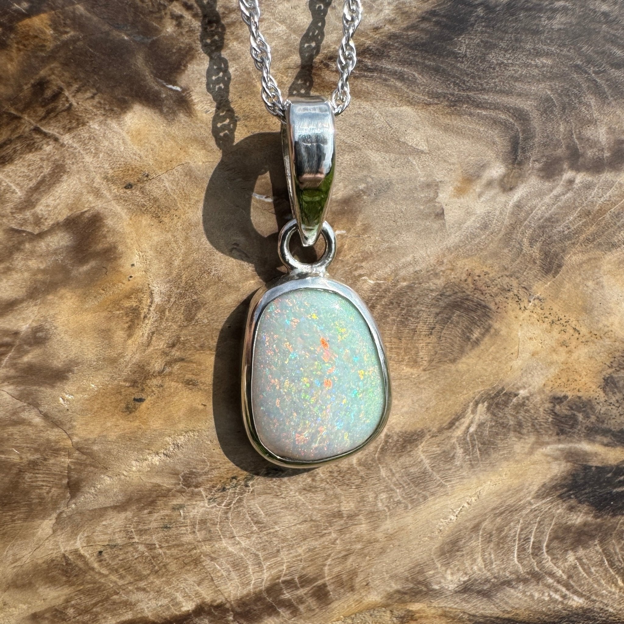 Cable Coast Moon ~ 3.8ct Lightning Ridge Opal 925 Silver Pendant