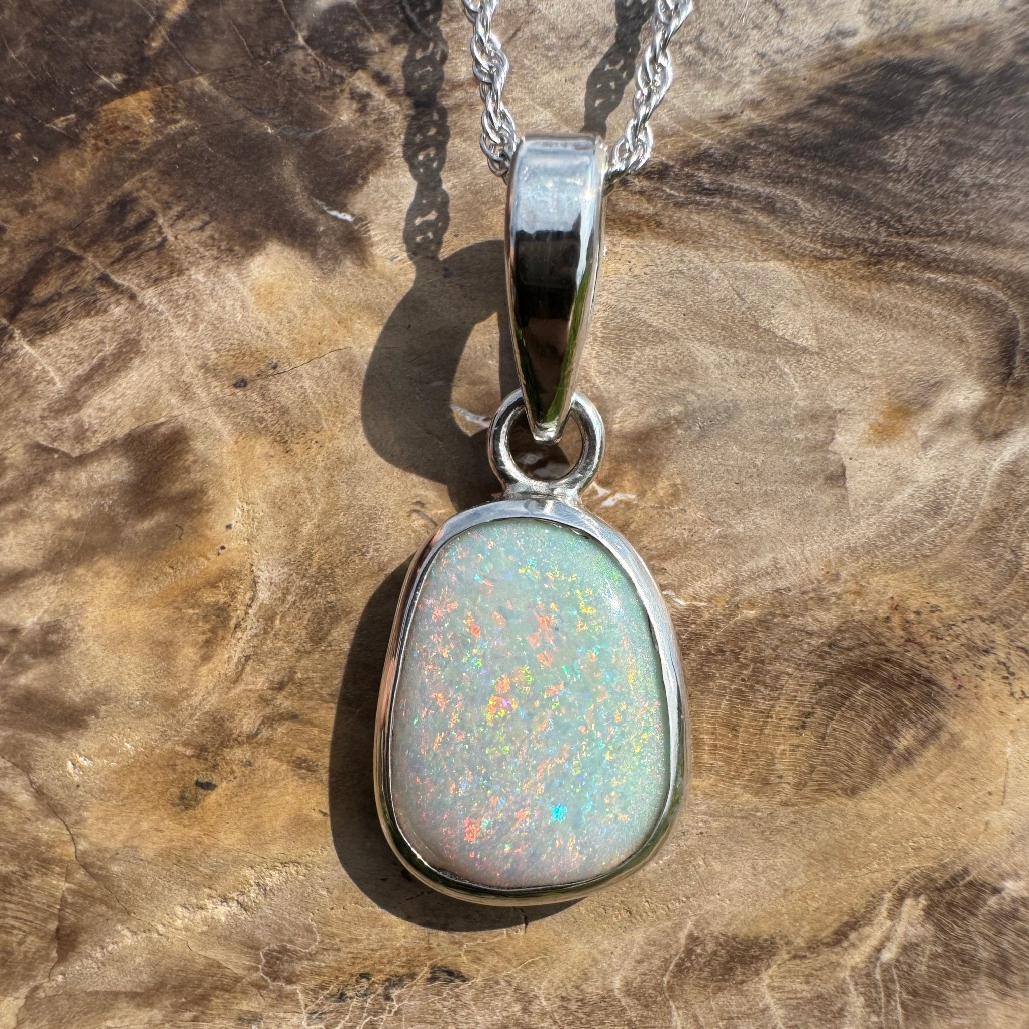 Cable Coast Moon ~ 3.8ct Lightning Ridge Opal 925 Silver Pendant