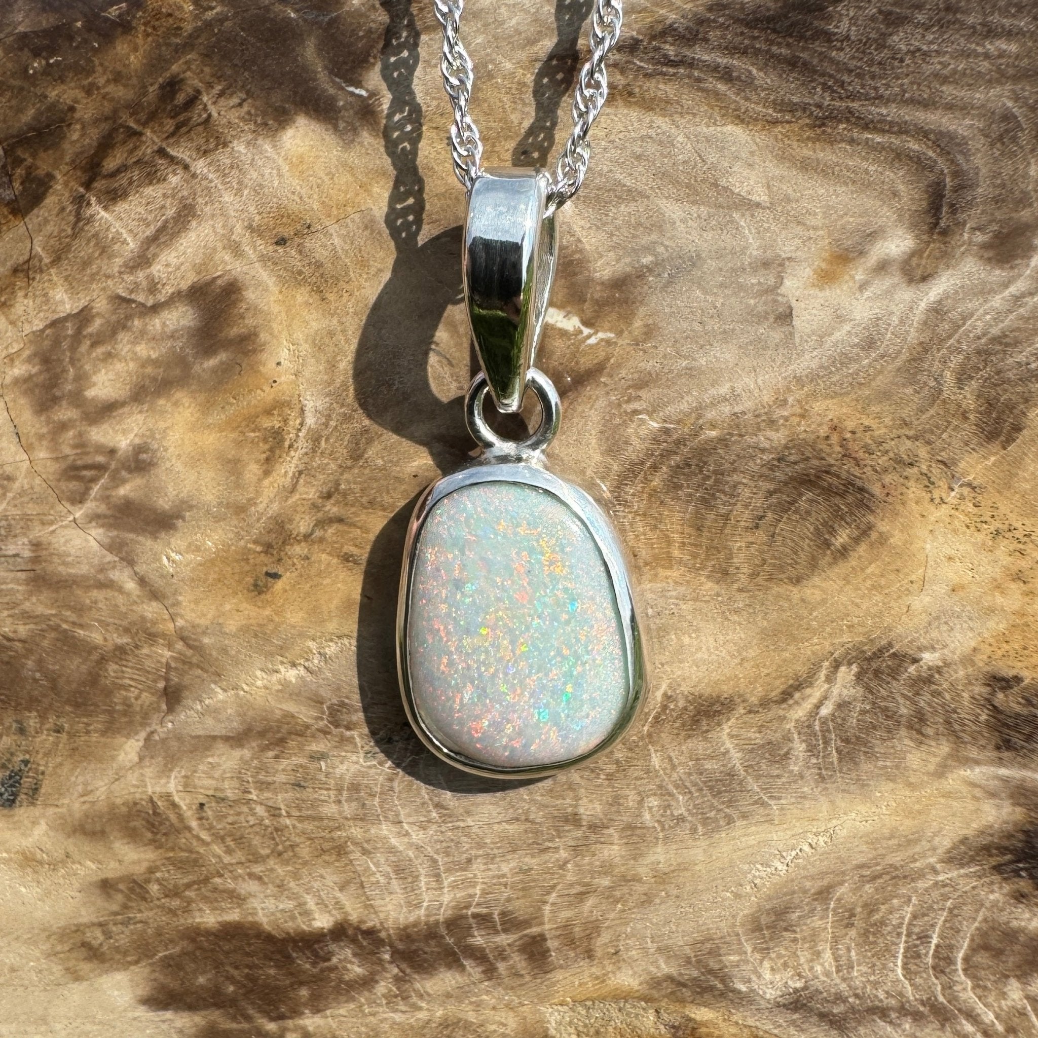 Cable Coast Moon ~ 3.8ct Lightning Ridge Opal 925 Silver Pendant