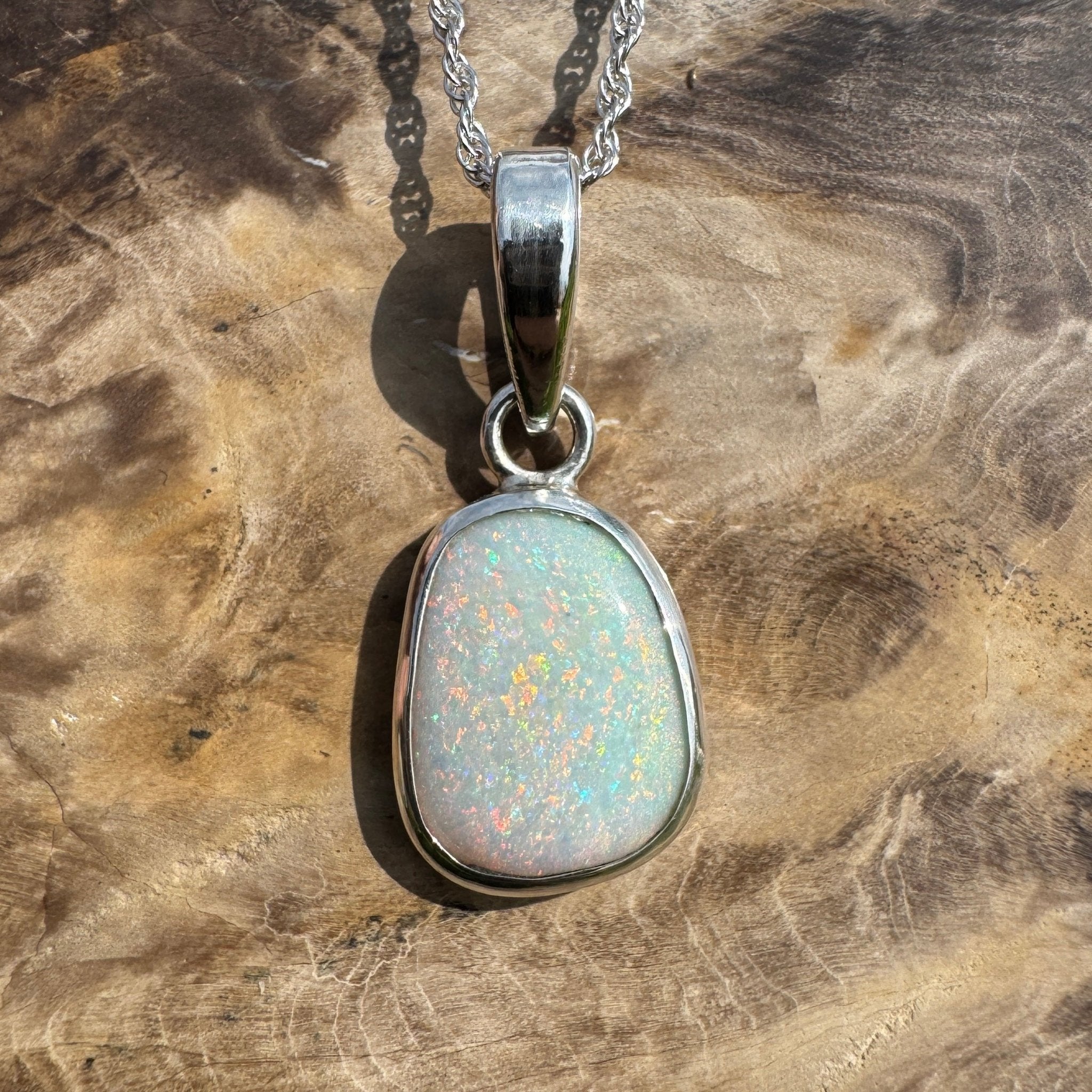 Cable Coast Moon ~ 3.8ct Lightning Ridge Opal 925 Silver Pendant
