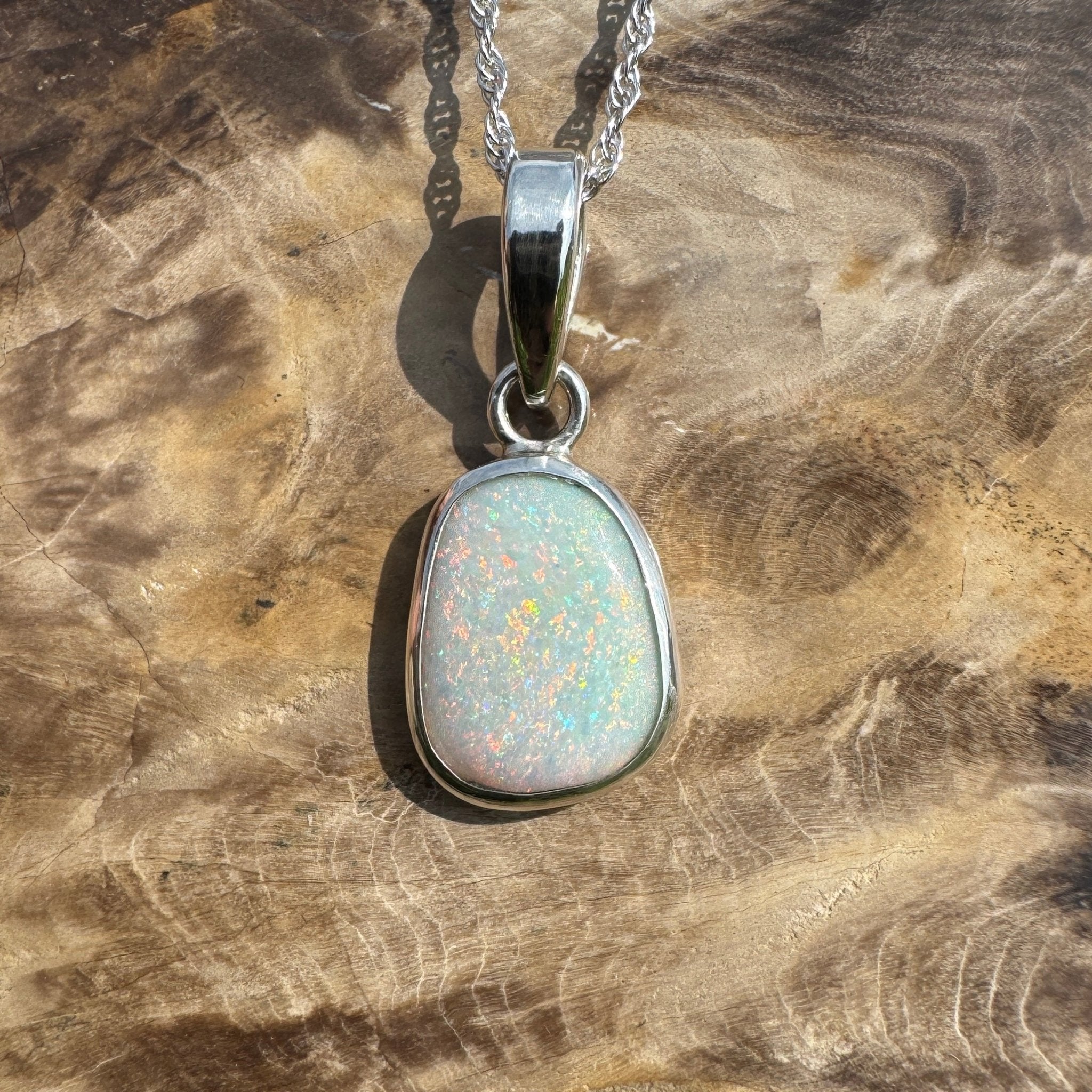 Cable Coast Moon ~ 3.8ct Lightning Ridge Opal 925 Silver Pendant