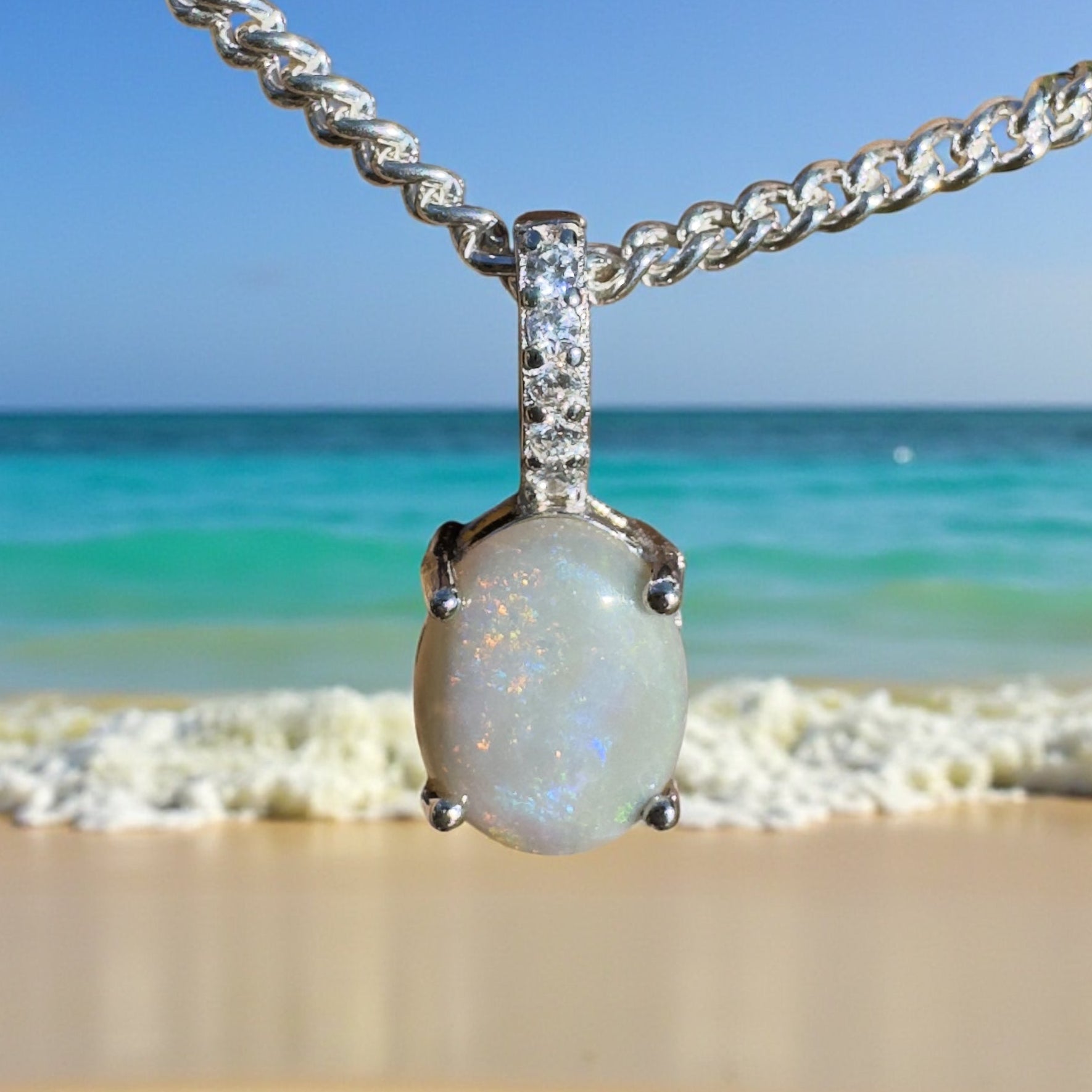 Cadney Drift ~ 0.8ct Coober Pedy Opal 925 Silver Pendant