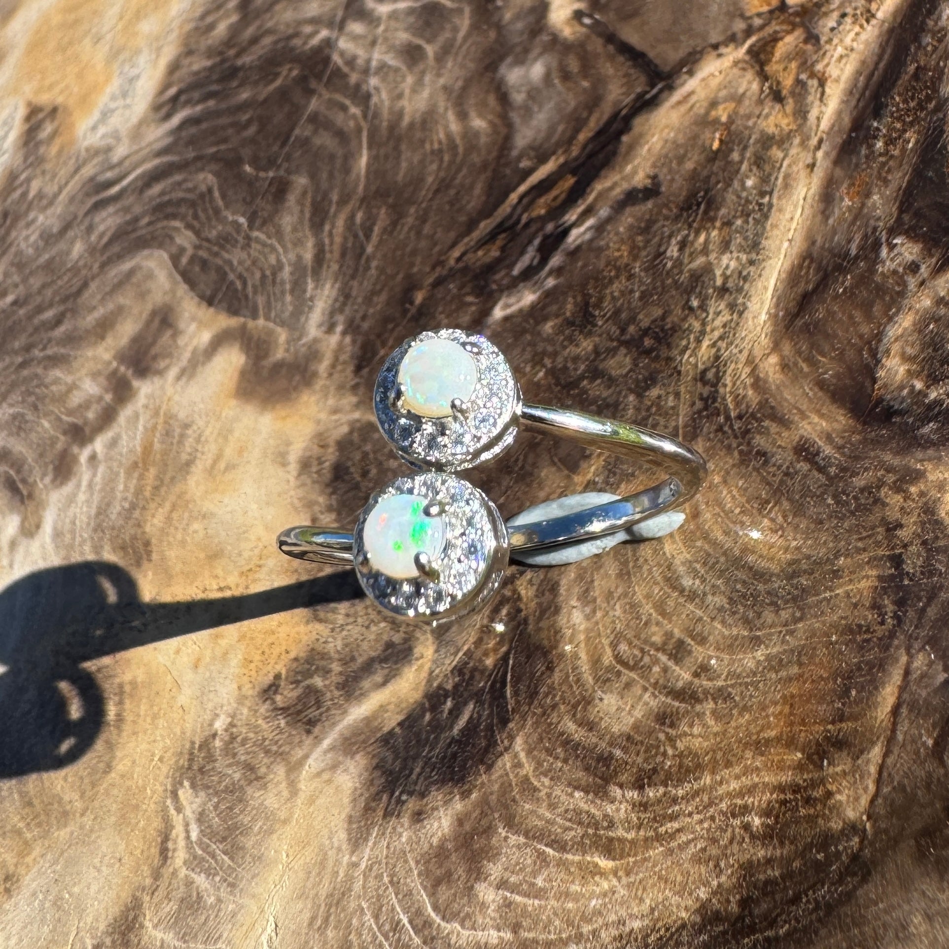 Cape Arid Bloom - 0.2ct Coober Pedy Opal 925 Silver Ring