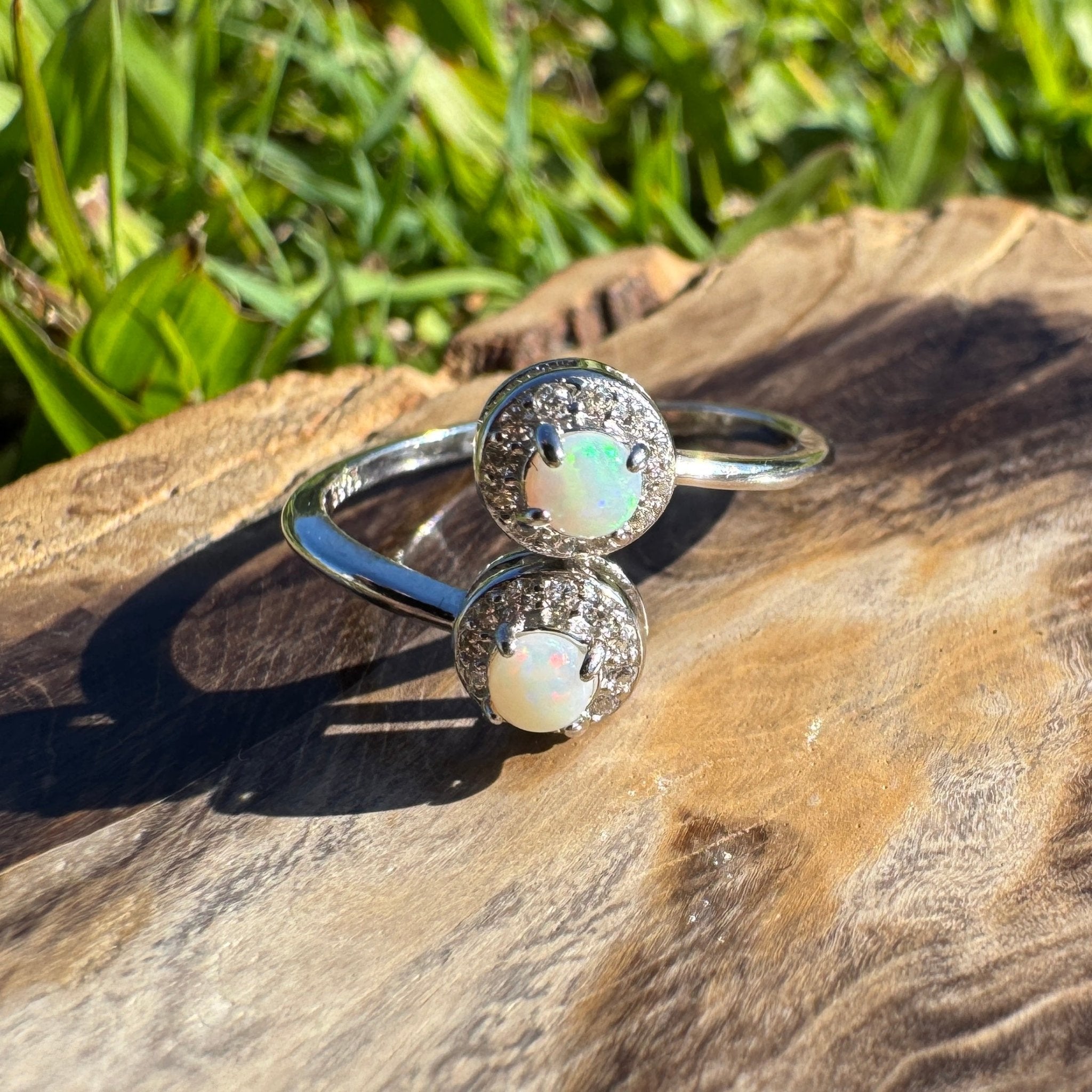 Cape Arid Bloom - 0.2ct Coober Pedy Opal 925 Silver Ring