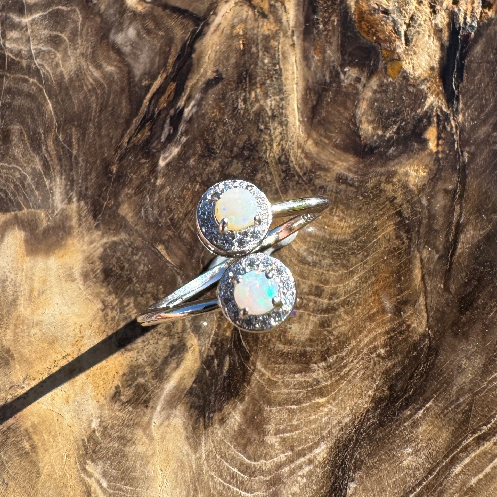 Cape Arid Bloom - 0.2ct Coober Pedy Opal 925 Silver Ring