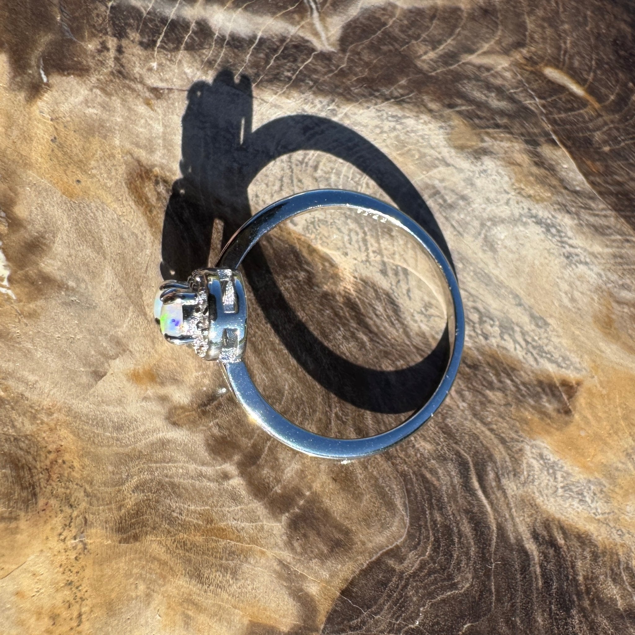 Cape Arid Bloom - 0.2ct Coober Pedy Opal 925 Silver Ring