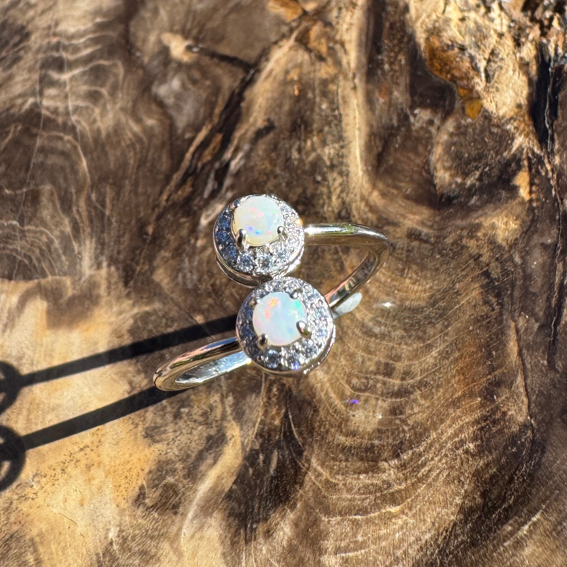 Cape Arid Bloom - 0.2ct Coober Pedy Opal 925 Silver Ring
