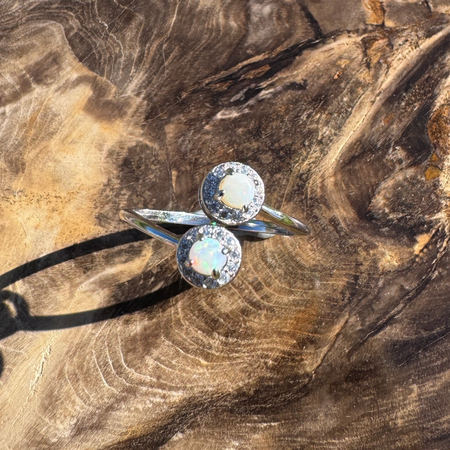 Cape Arid Bloom - 0.2ct Coober Pedy Opal 925 Silver Ring