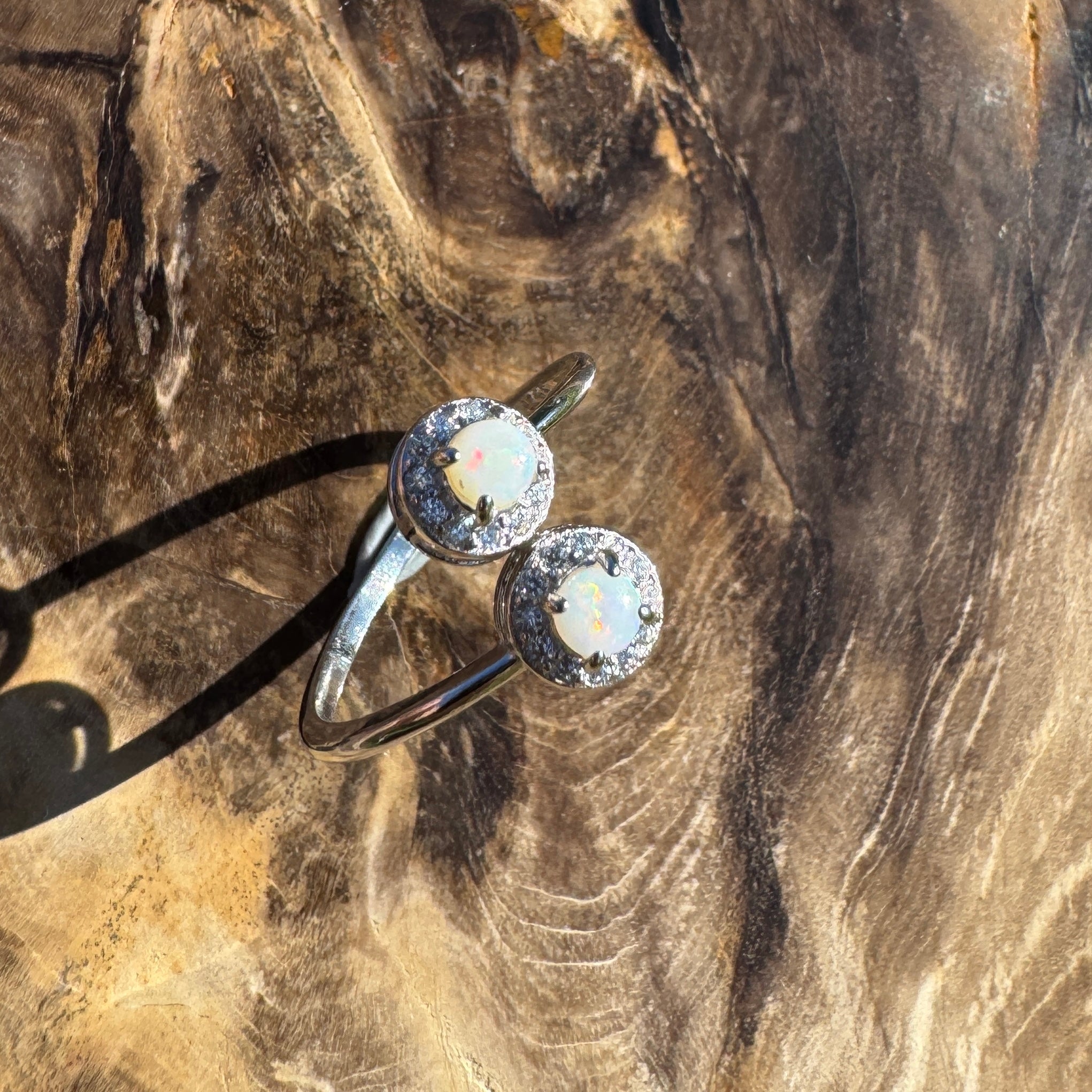 Cape Arid Bloom - 0.2ct Coober Pedy Opal 925 Silver Ring