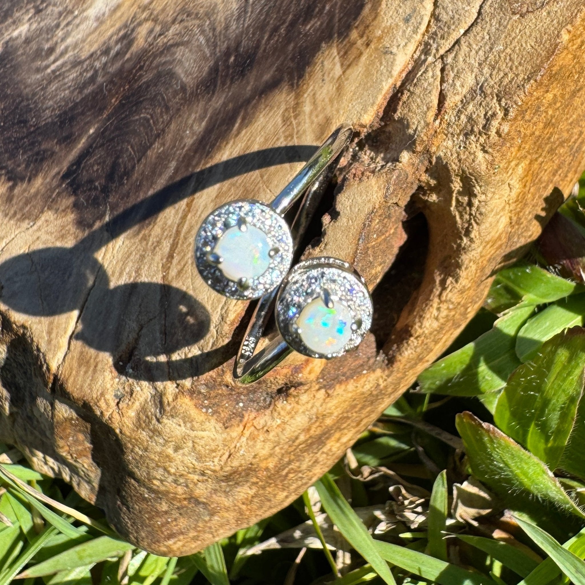 Cape Arid Bloom - 0.2ct Coober Pedy Opal 925 Silver Ring