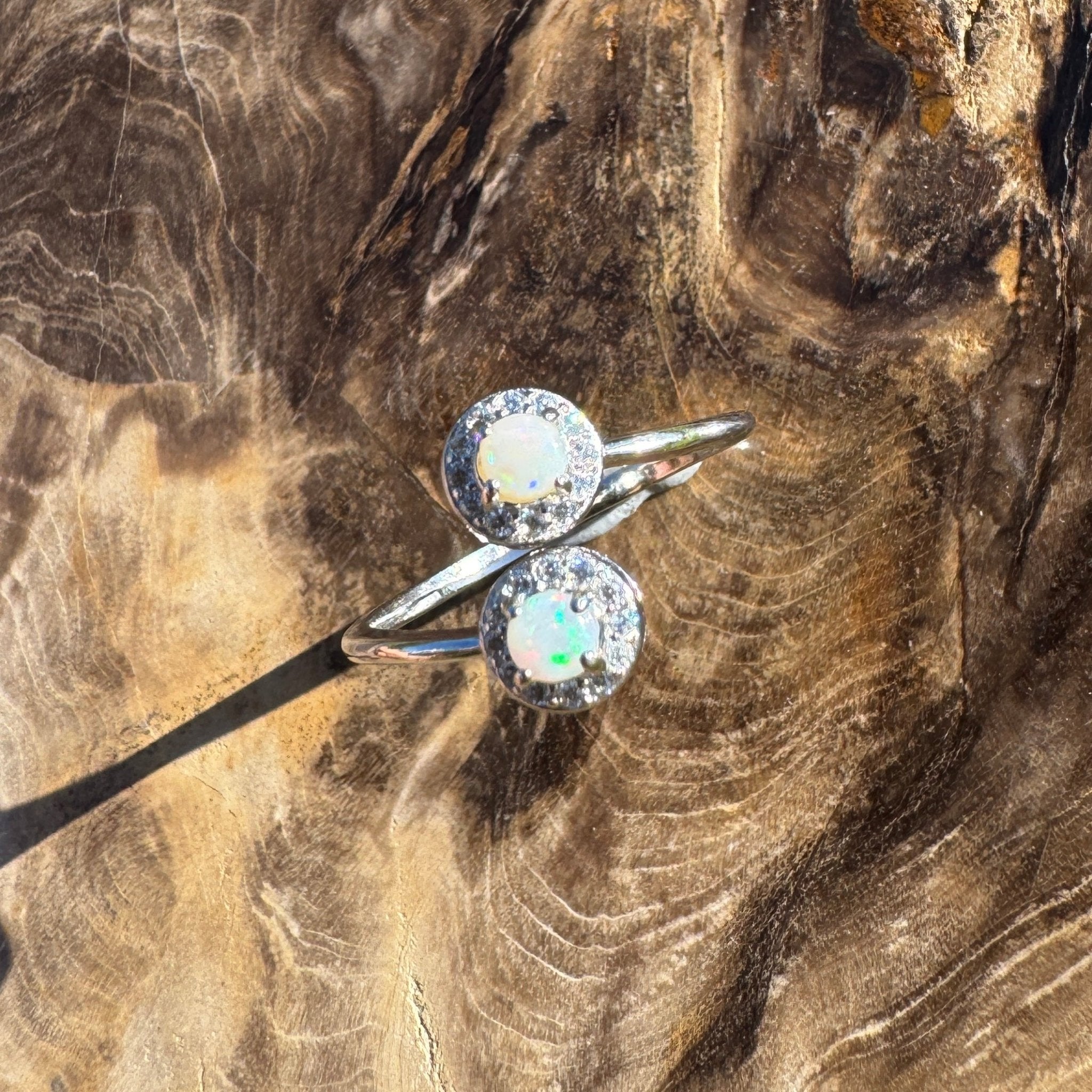 Cape Arid Bloom - 0.2ct Coober Pedy Opal 925 Silver Ring