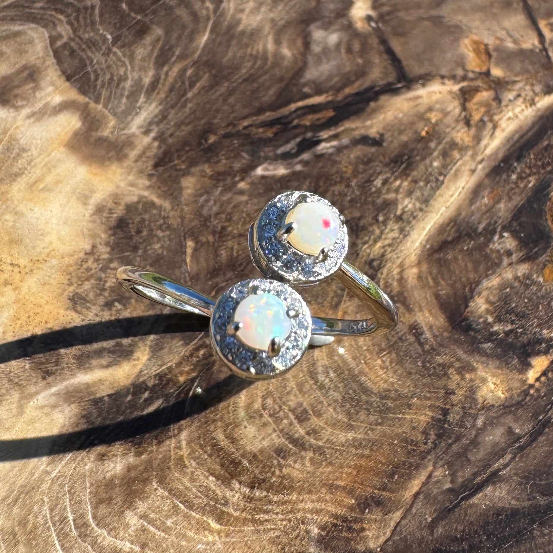 Cape Arid Bloom - 0.2ct Coober Pedy Opal 925 Silver Ring