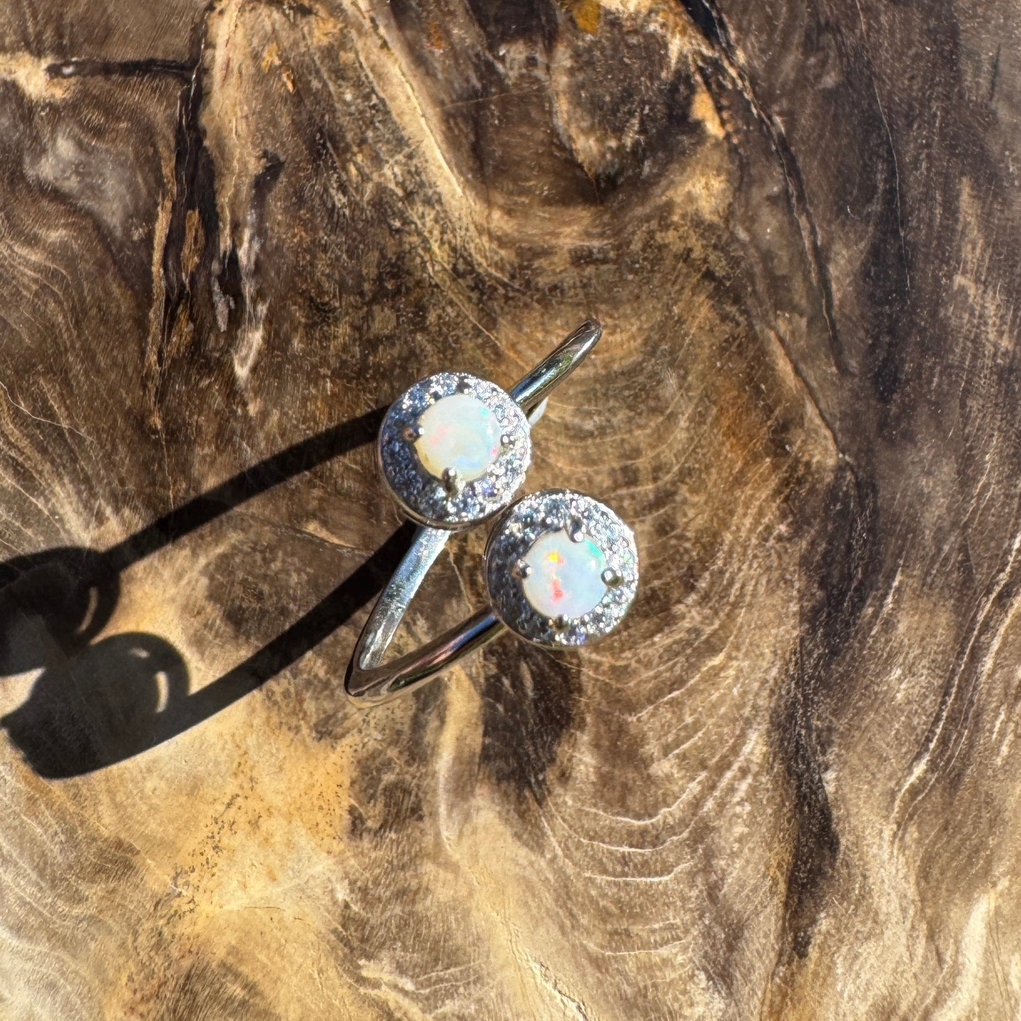 Cape Arid Bloom - 0.2ct Coober Pedy Opal 925 Silver Ring