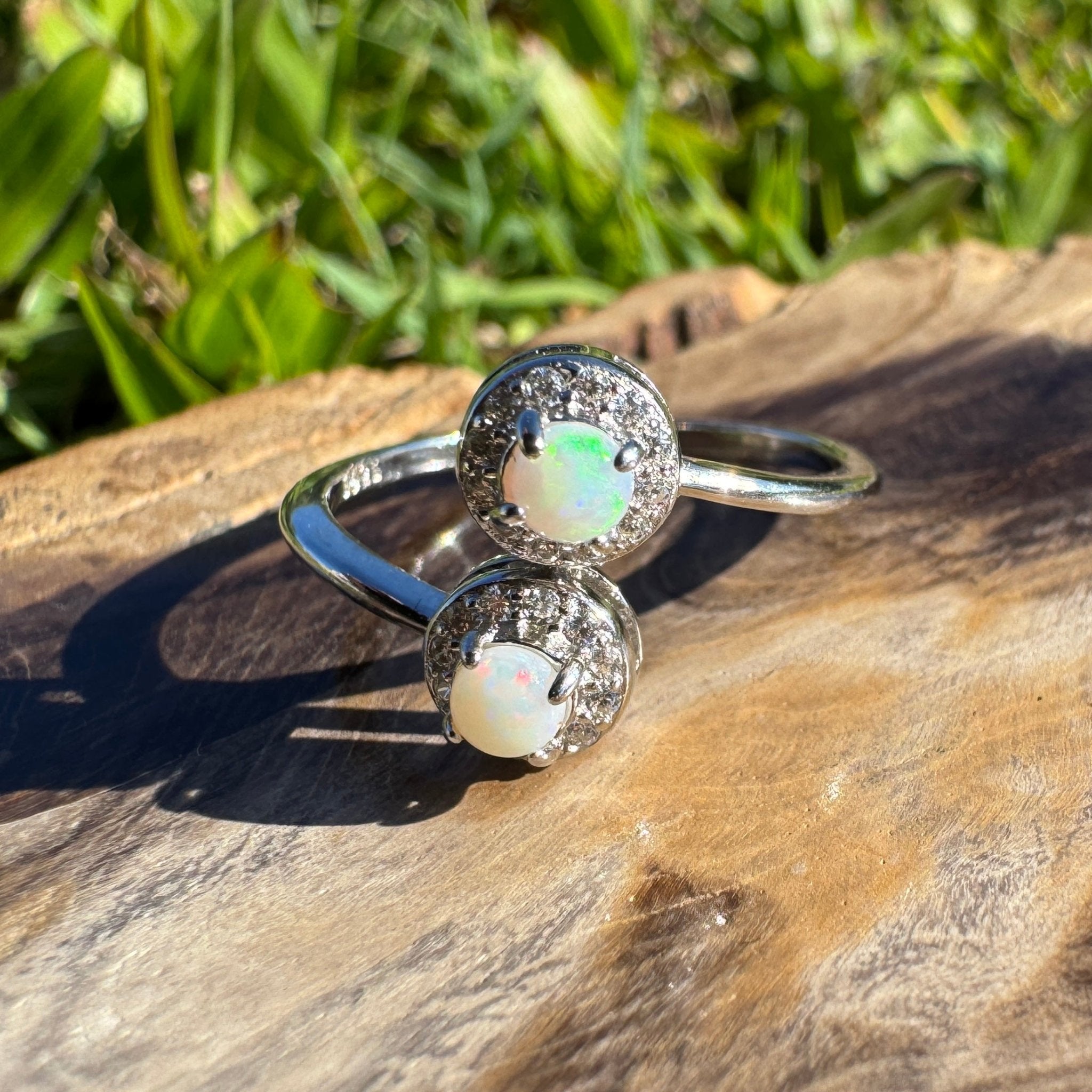 Cape Arid Bloom - 0.2ct Coober Pedy Opal 925 Silver Ring