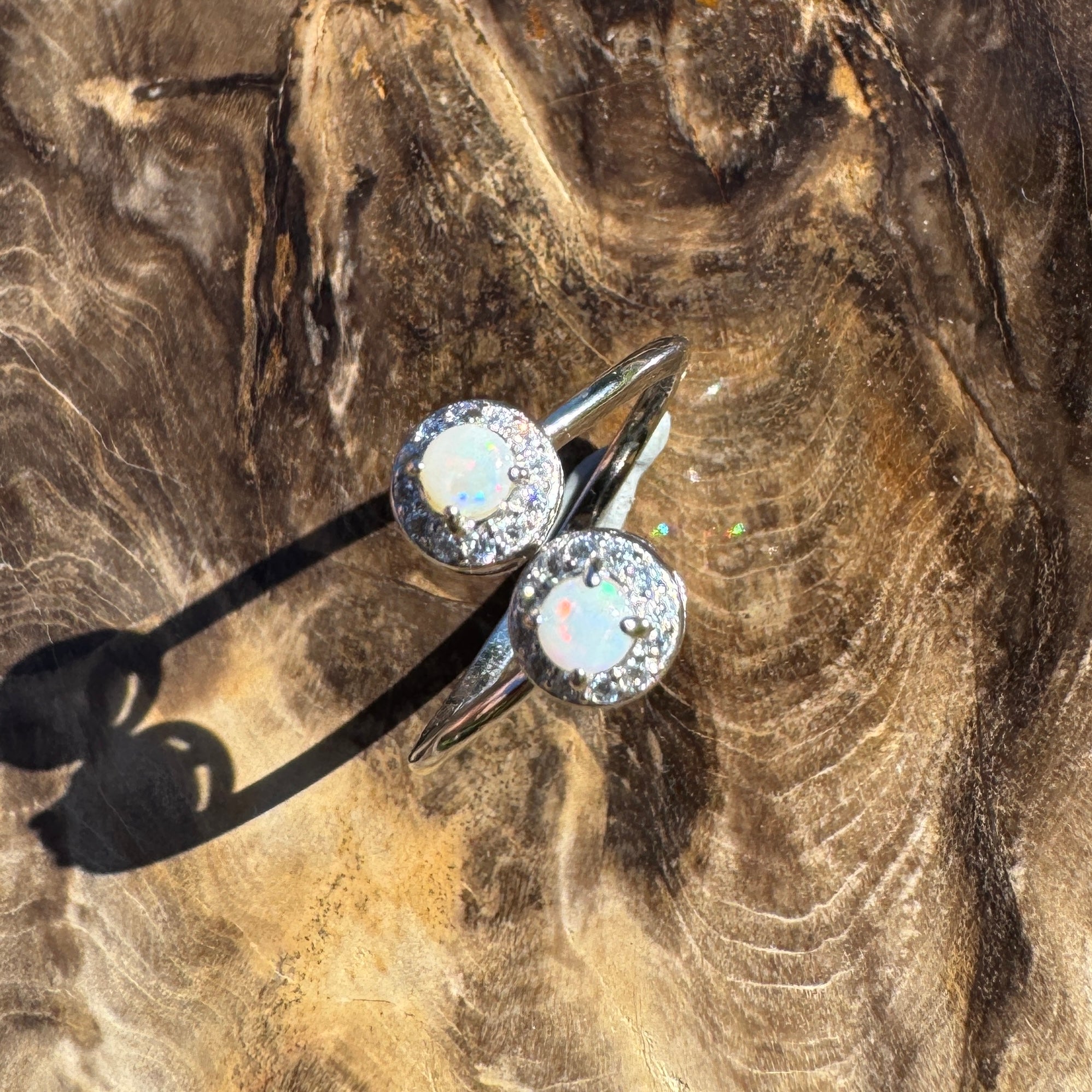 Cape Arid Bloom - 0.2ct Coober Pedy Opal 925 Silver Ring