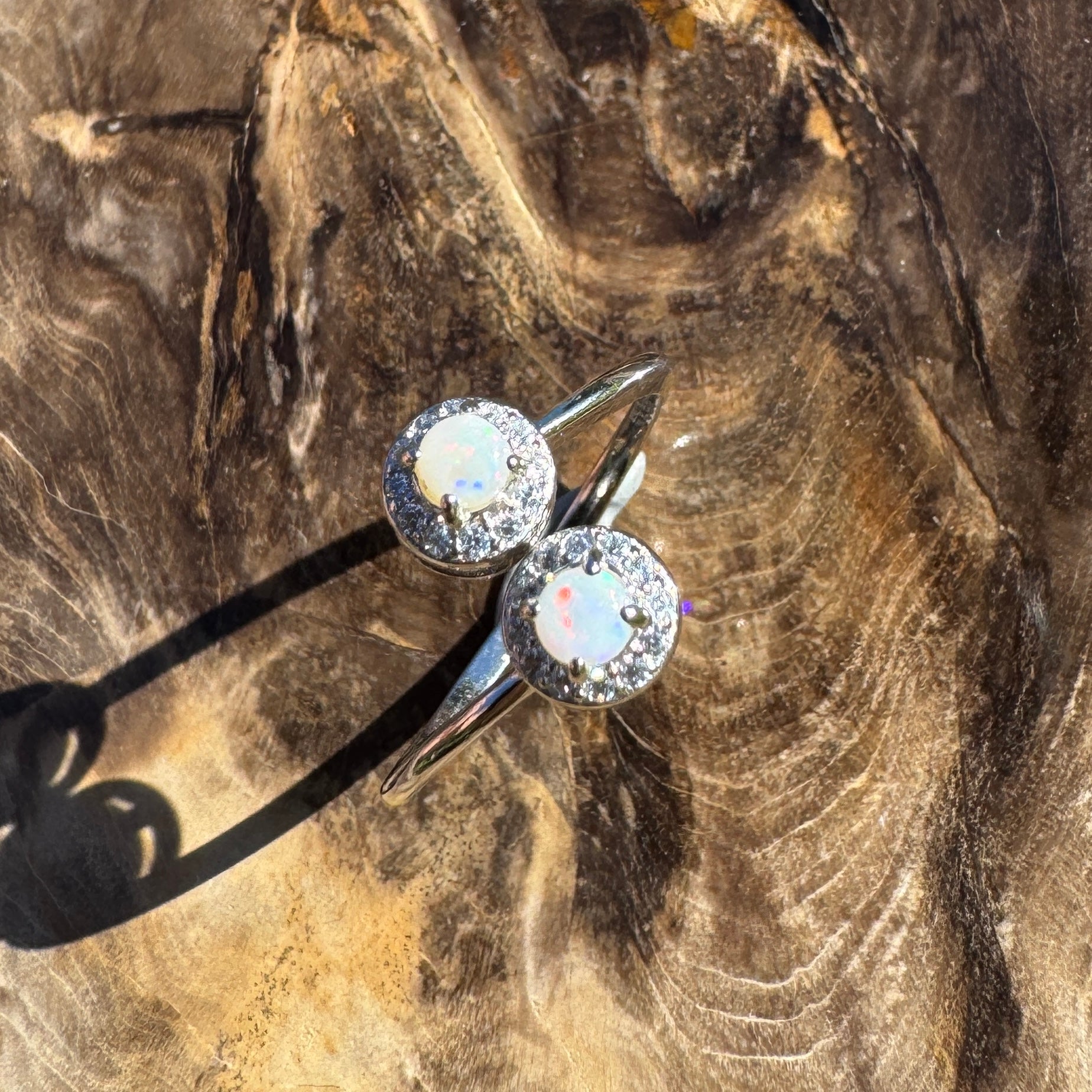 Cape Arid Bloom - 0.2ct Coober Pedy Opal 925 Silver Ring