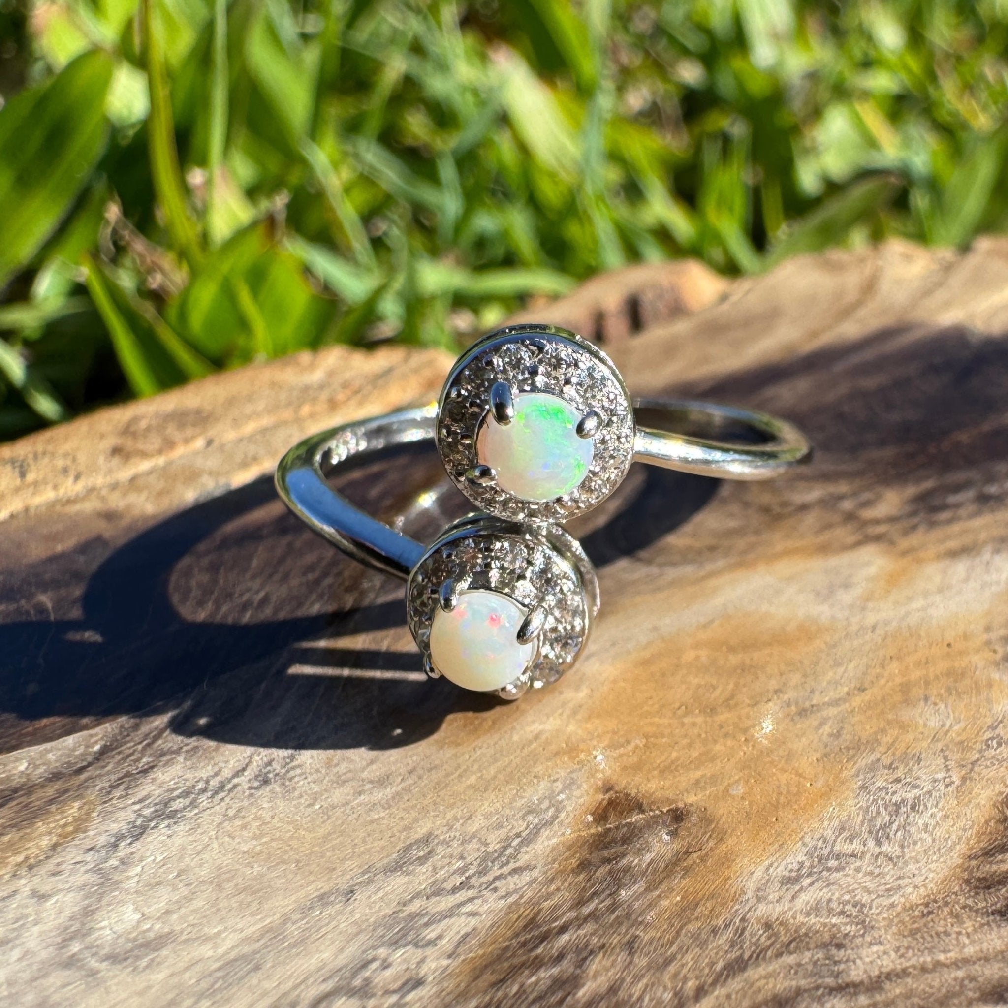 Cape Arid Bloom - 0.2ct Coober Pedy Opal 925 Silver Ring
